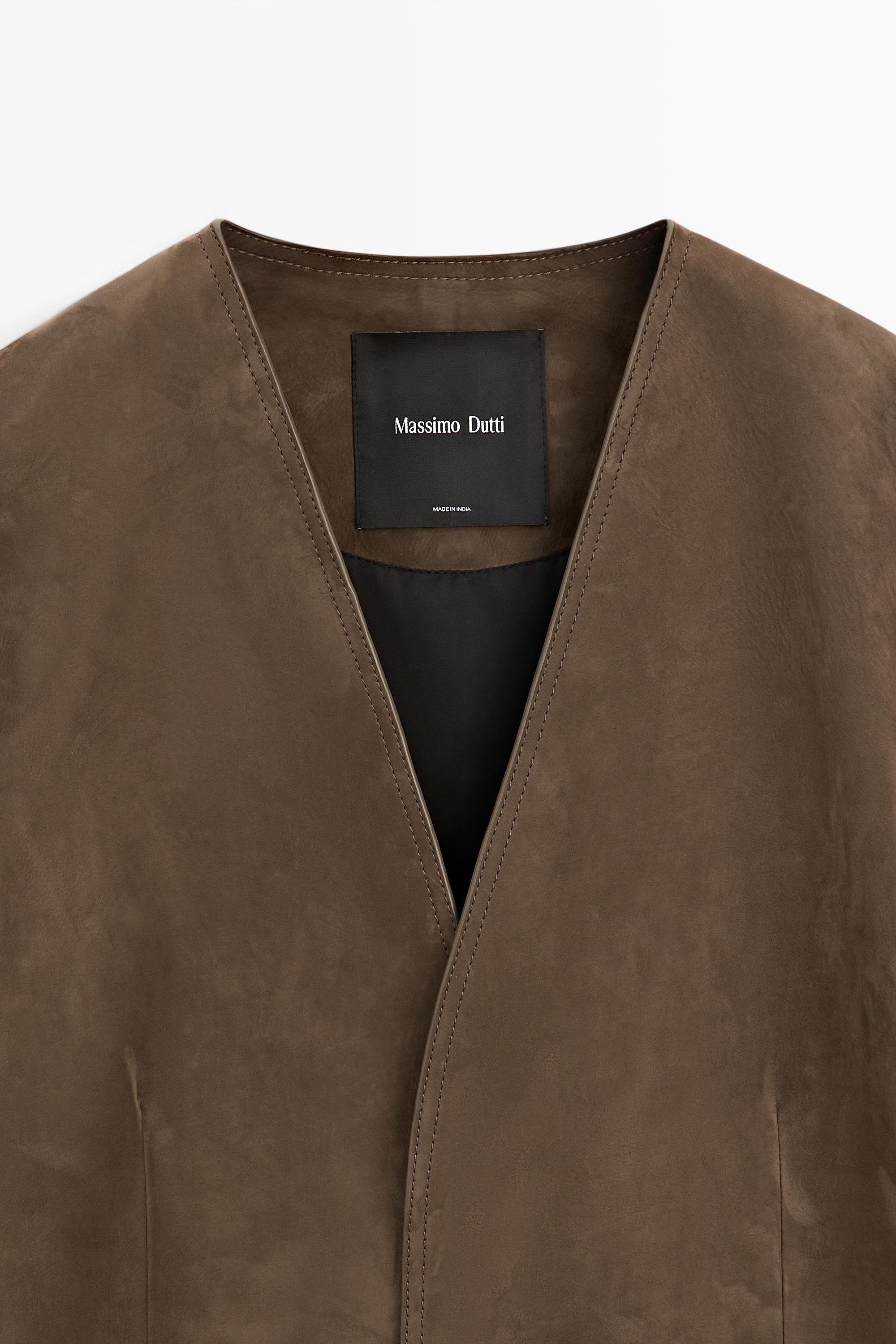 Suede leather blazer — MOLE BROWN