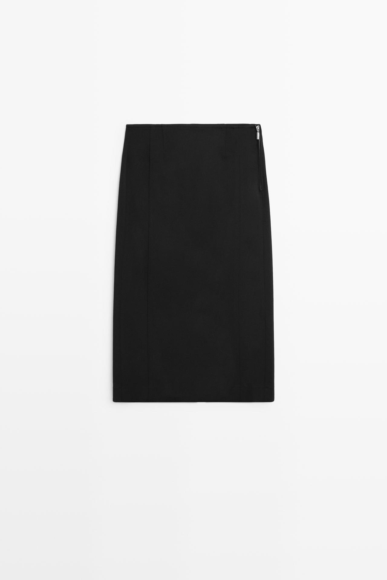 Straight midi skirt — BLACK