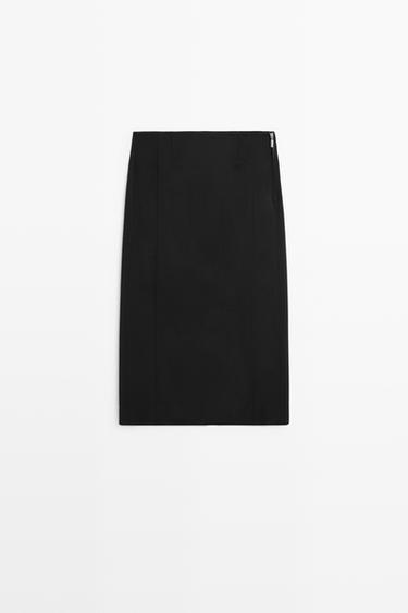 Straight midi skirt — BLACK 2