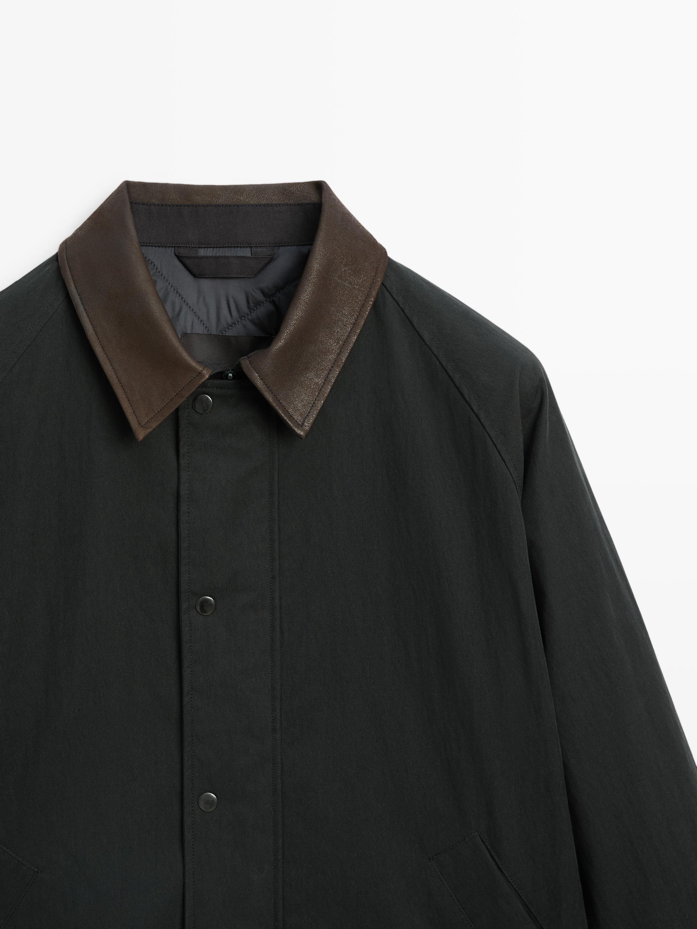 Giacca con dettaglio sul collo in pelle