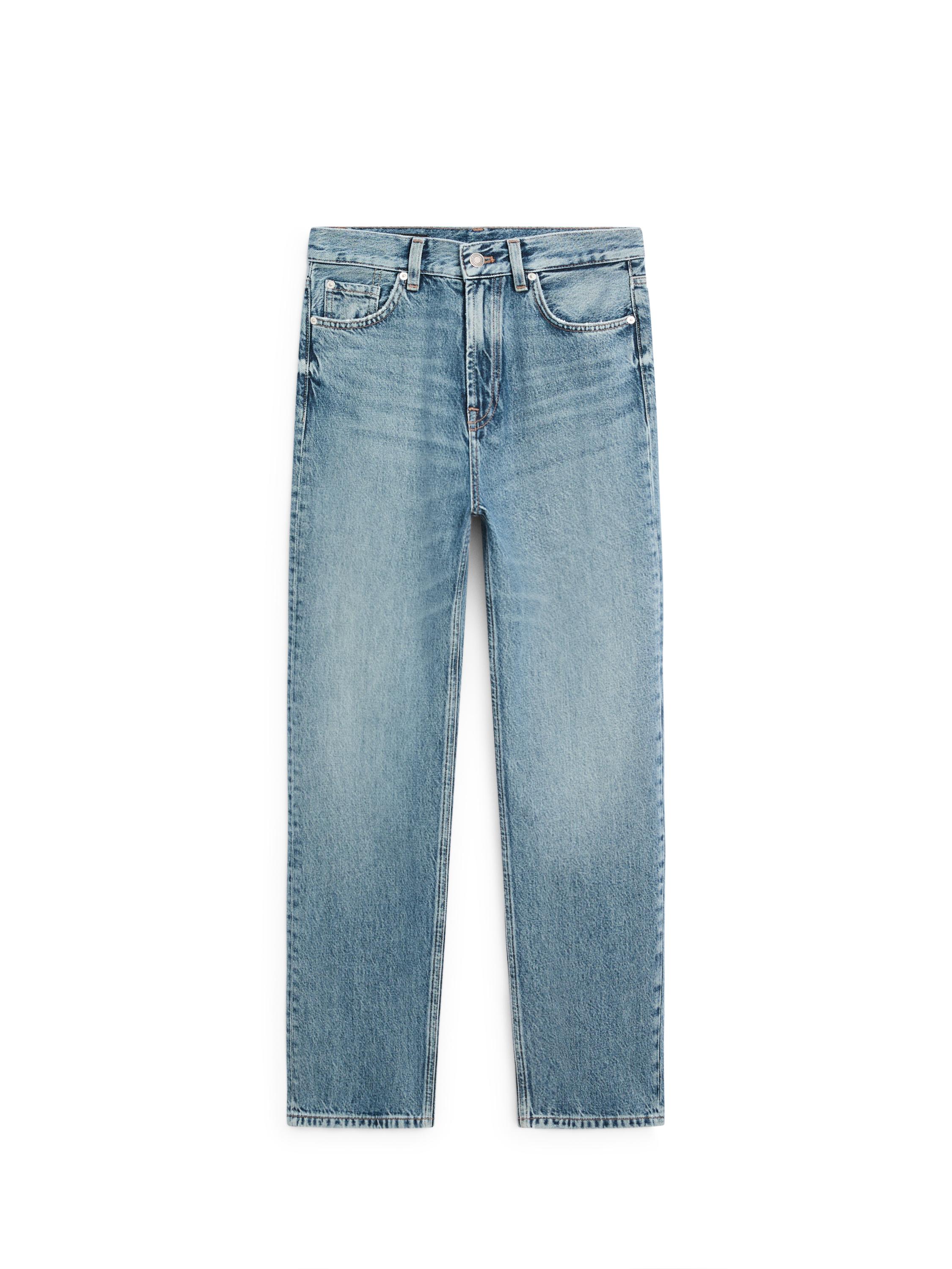 Straight-leg high-waist jeans — Light Blue