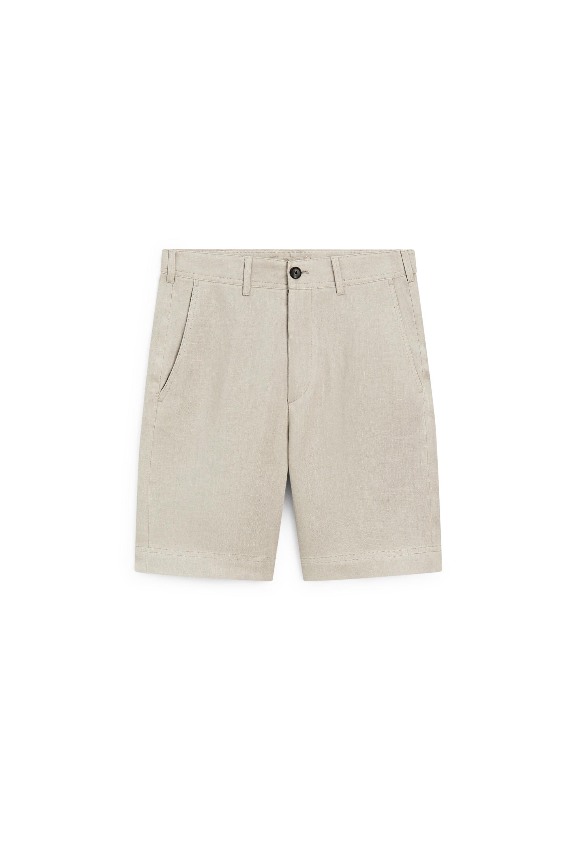 100% linen short Bermuda shorts — BEIGE