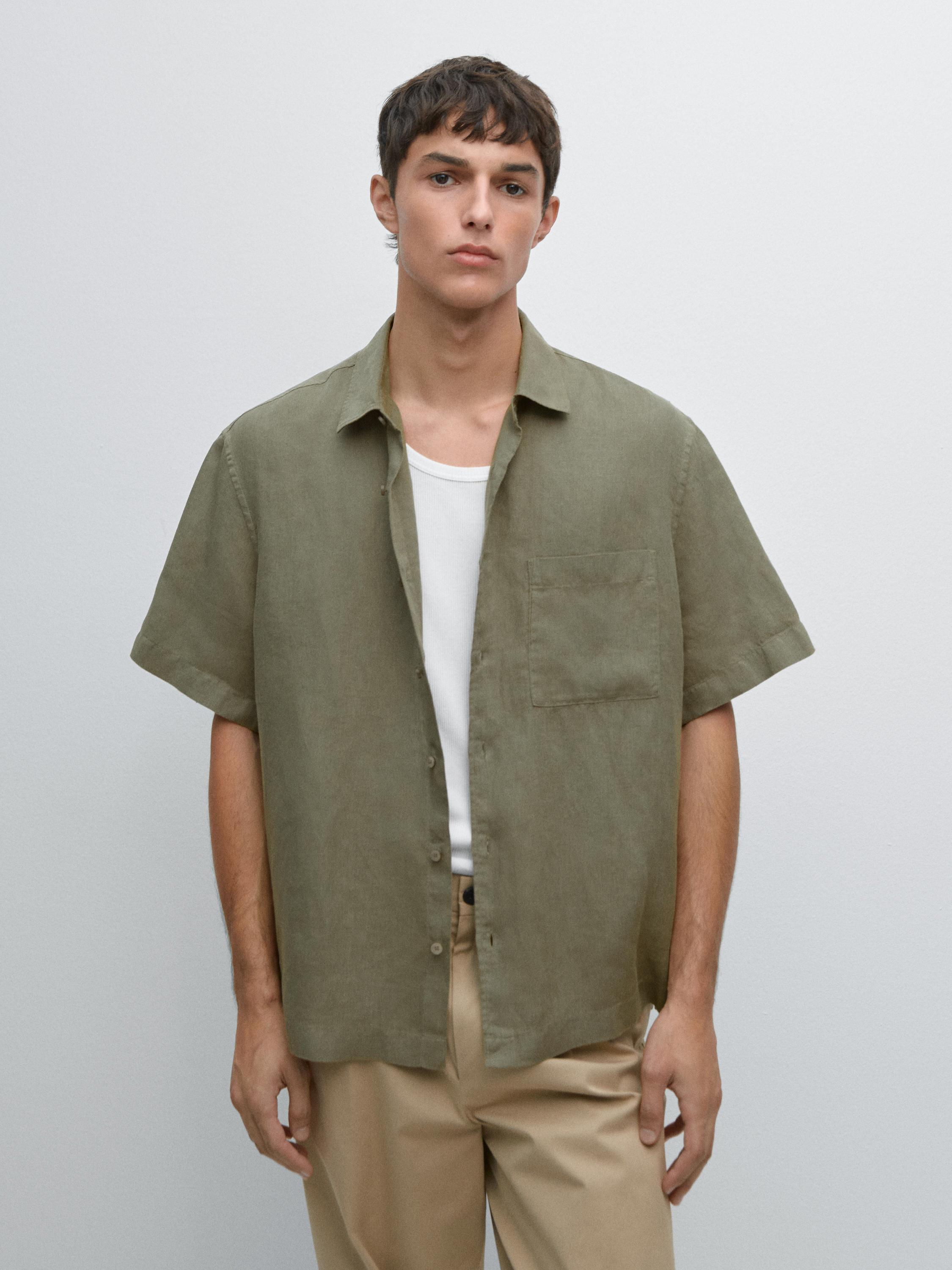 100% linen short sleeve shirt