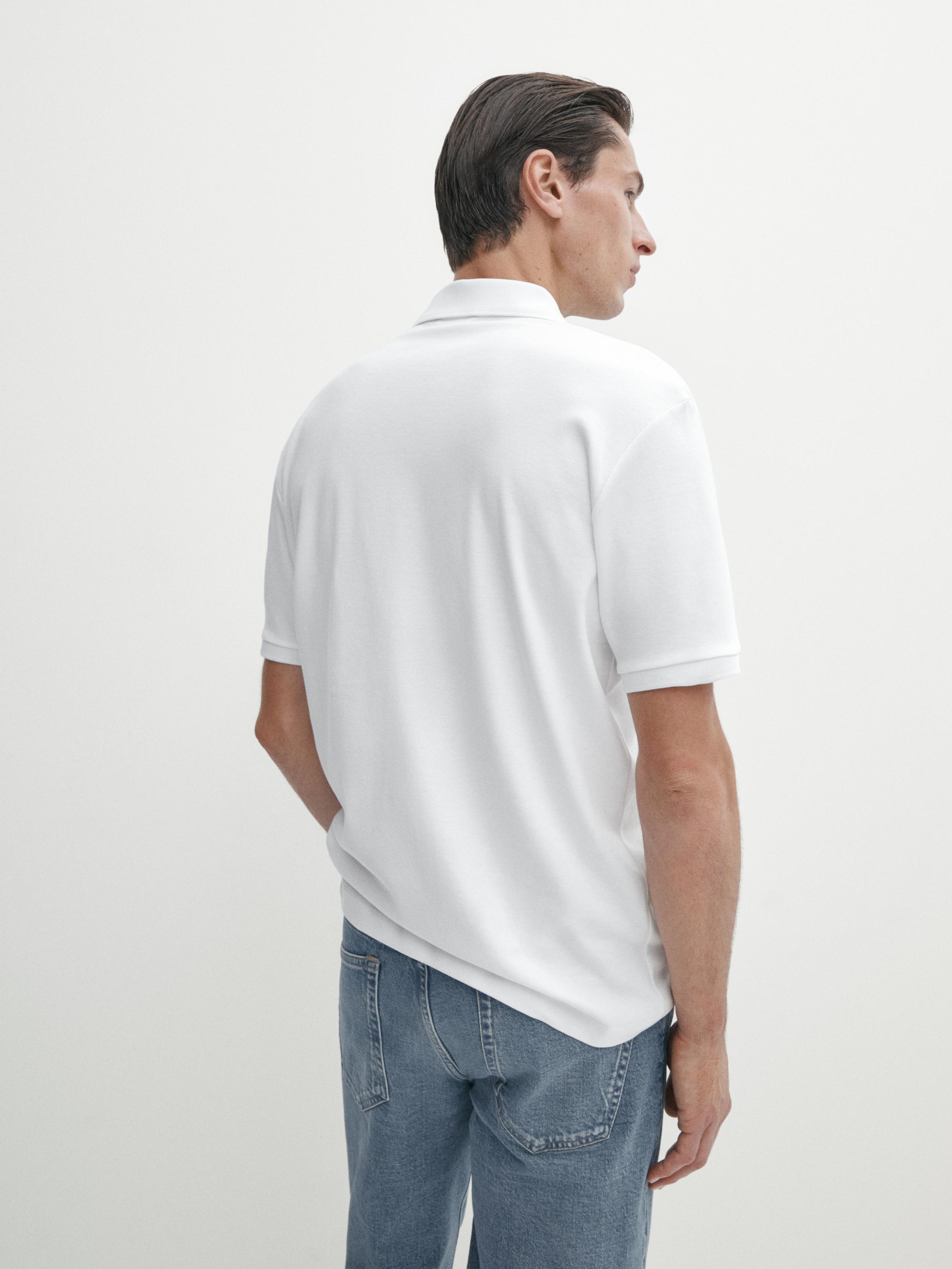 Short sleeve mercerised cotton polo shirt