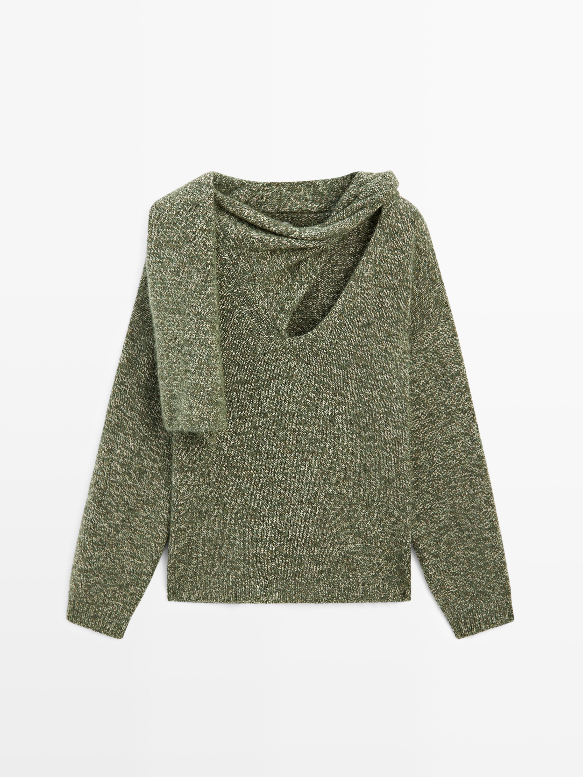 Flecked knit sweater with scarf - STUDIO