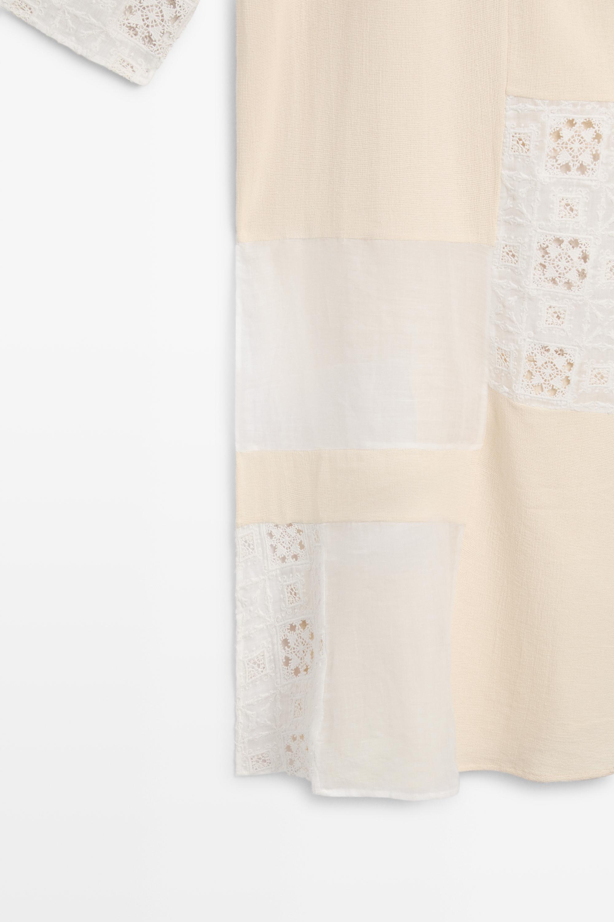 Flowing embroidered kaftan dress — WHITE