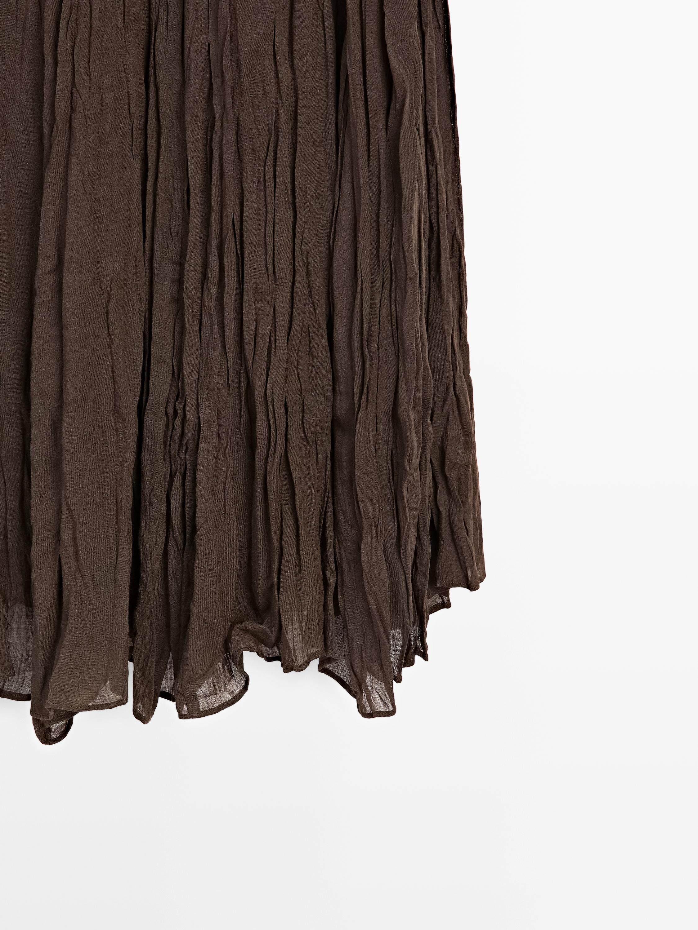 Flowing godet midi skirt — Chocolate