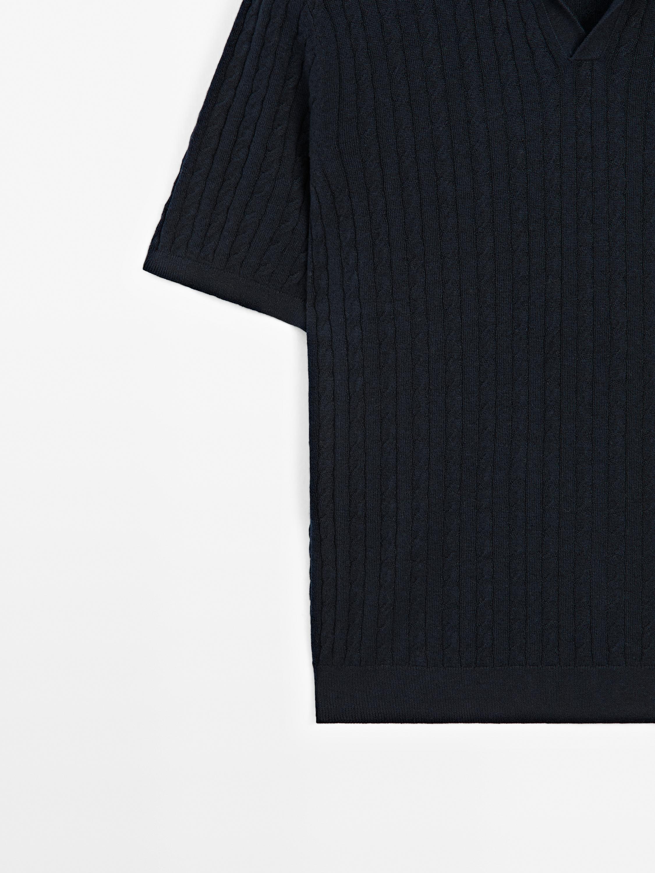 Polo in maglia intrecciata