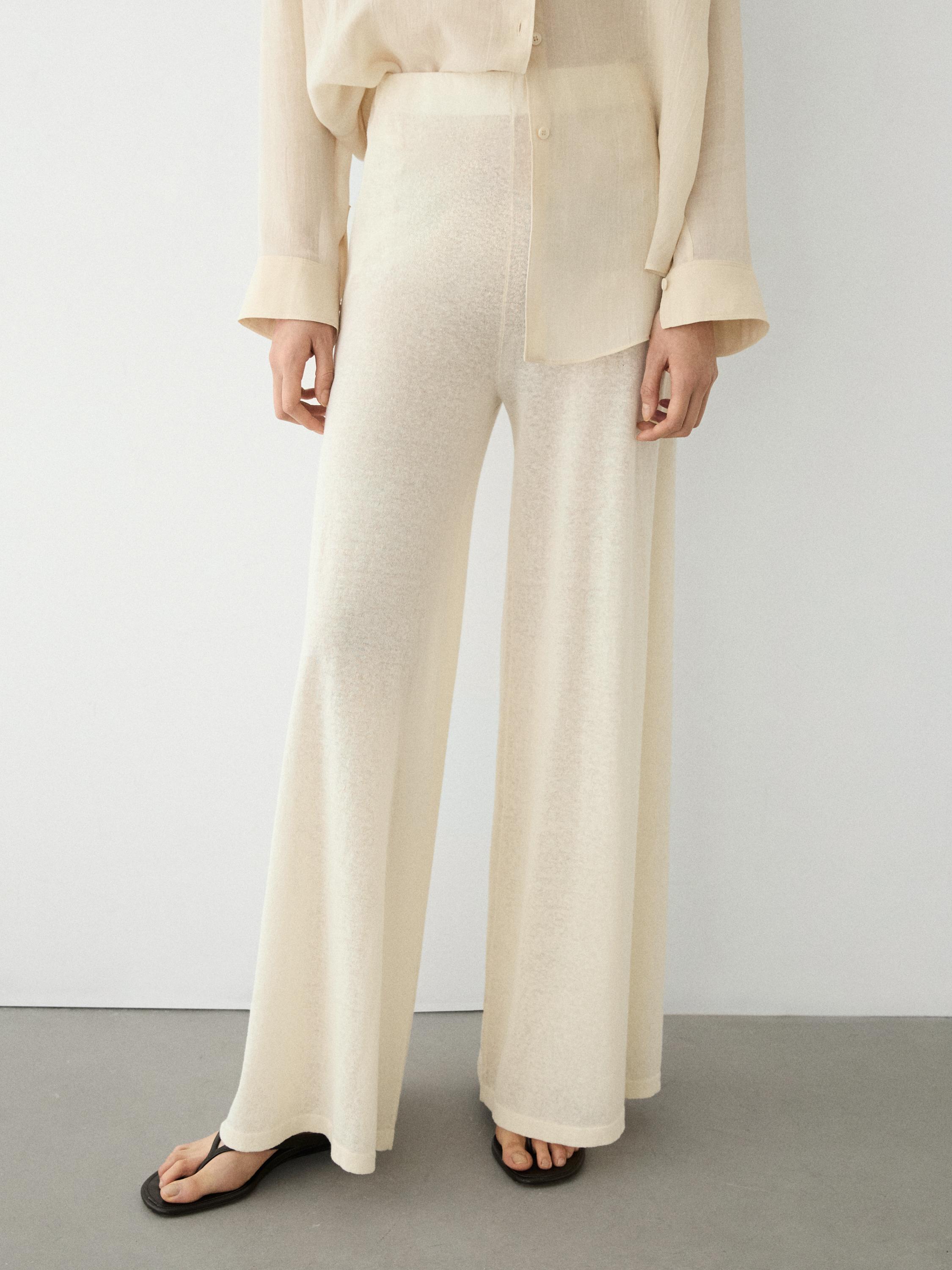 Total look wide-leg flowing trousers — Vanilla