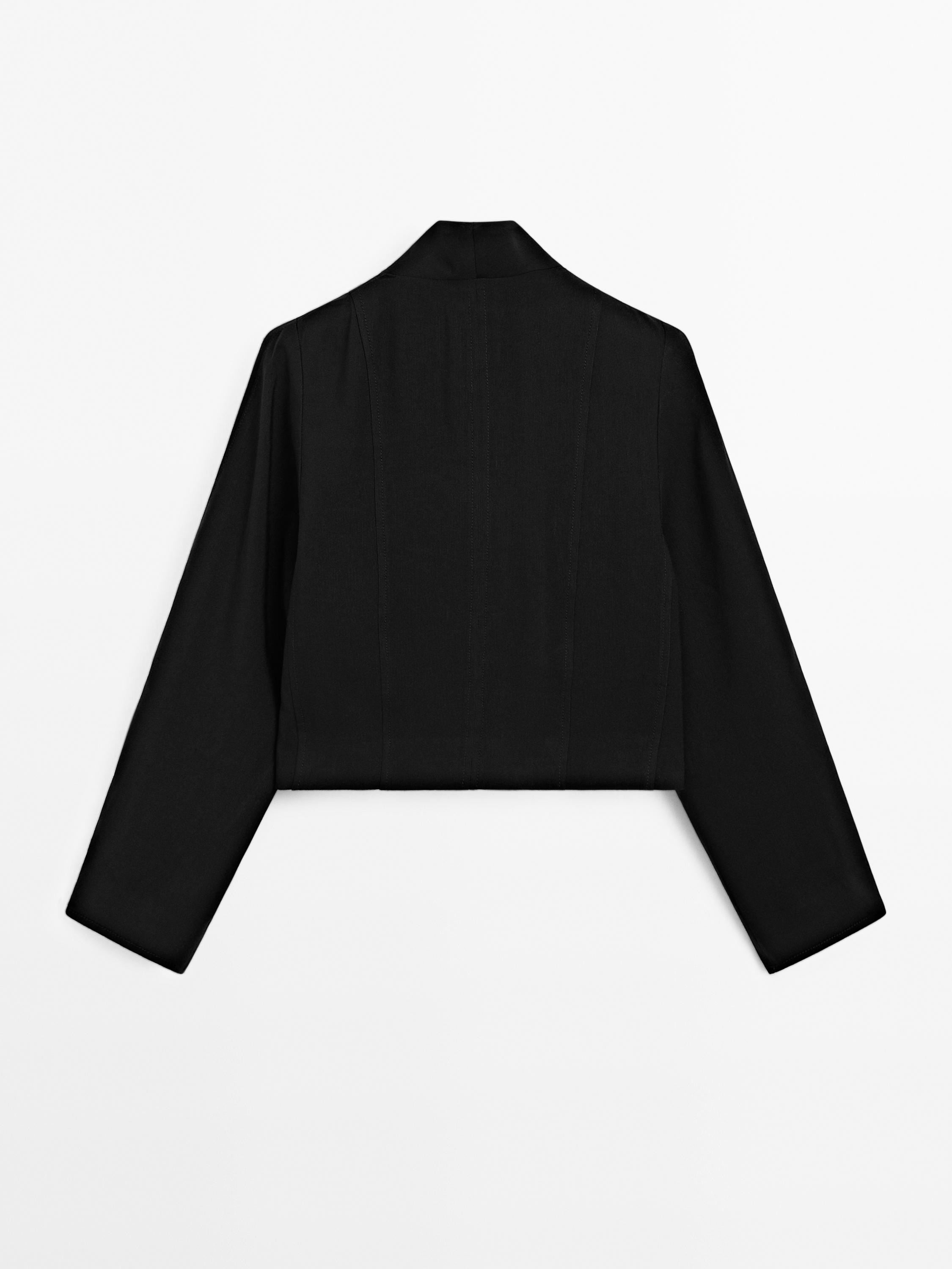 Short linen blend blazer