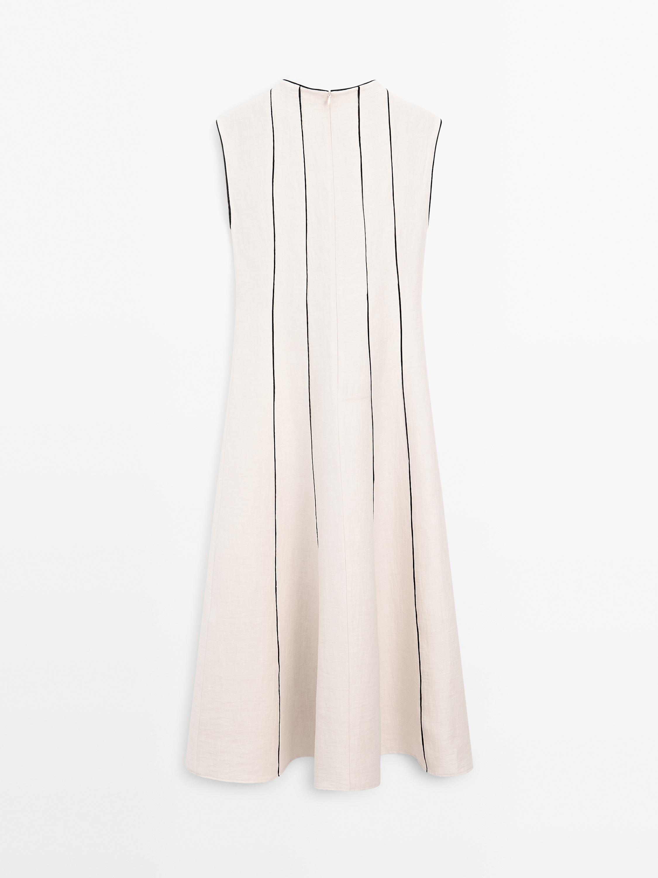 Robe à liserés contrastants en lin mélangé