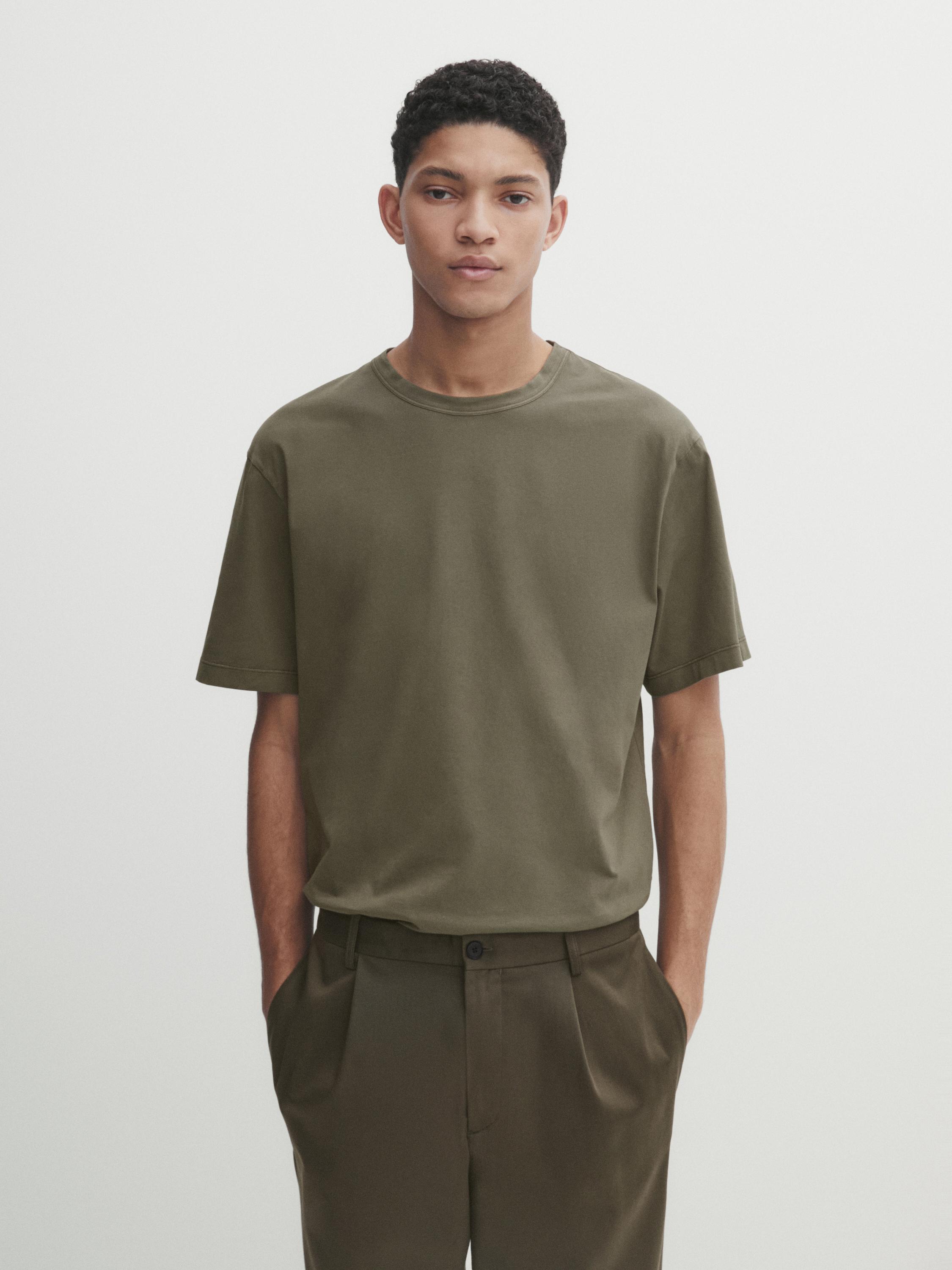 Dyed effect cotton T-shirt