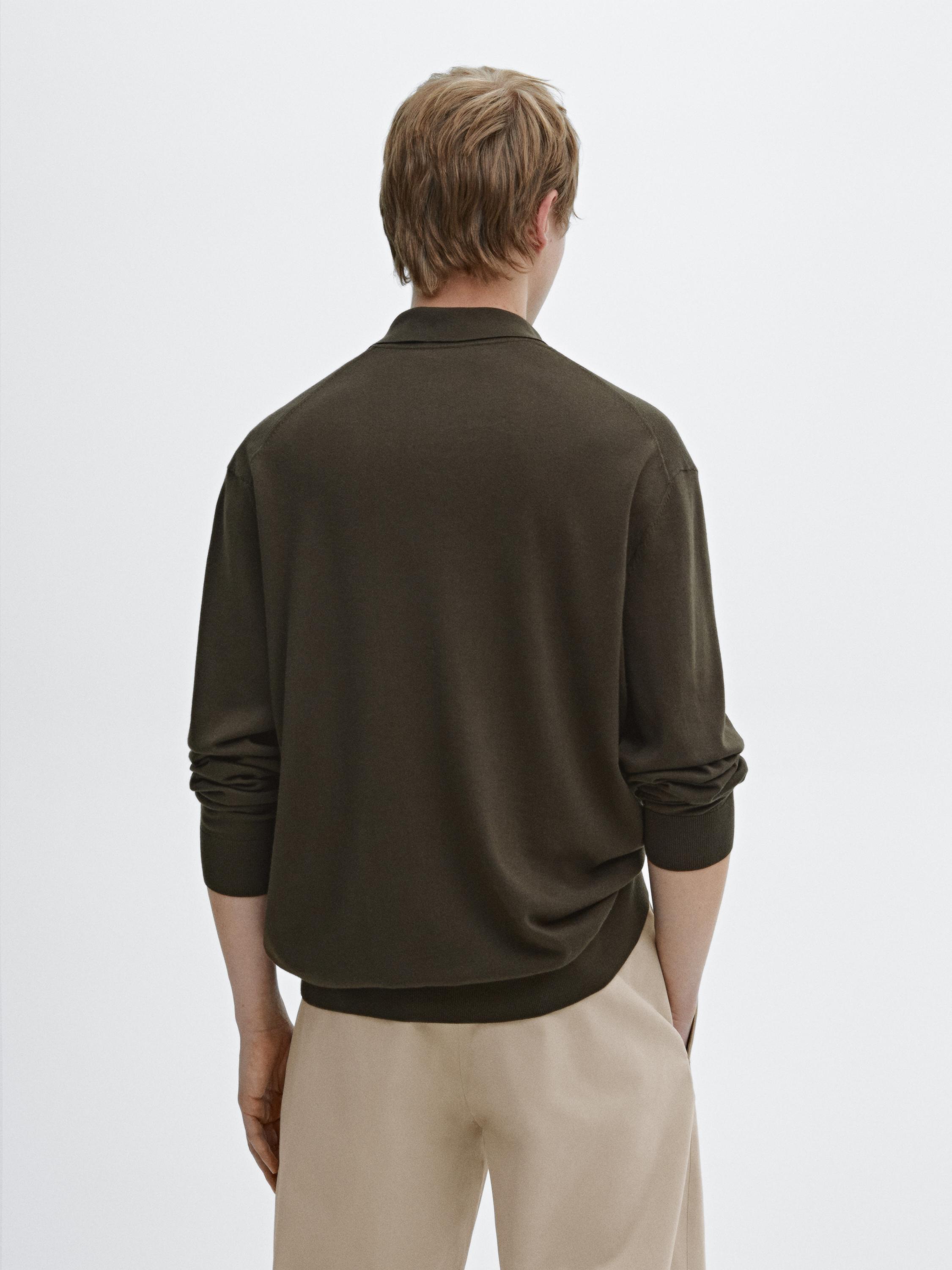 Wool blend knit polo sweater