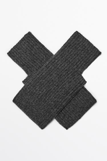 100% Cashmere Knit Mittens — GREY 2
