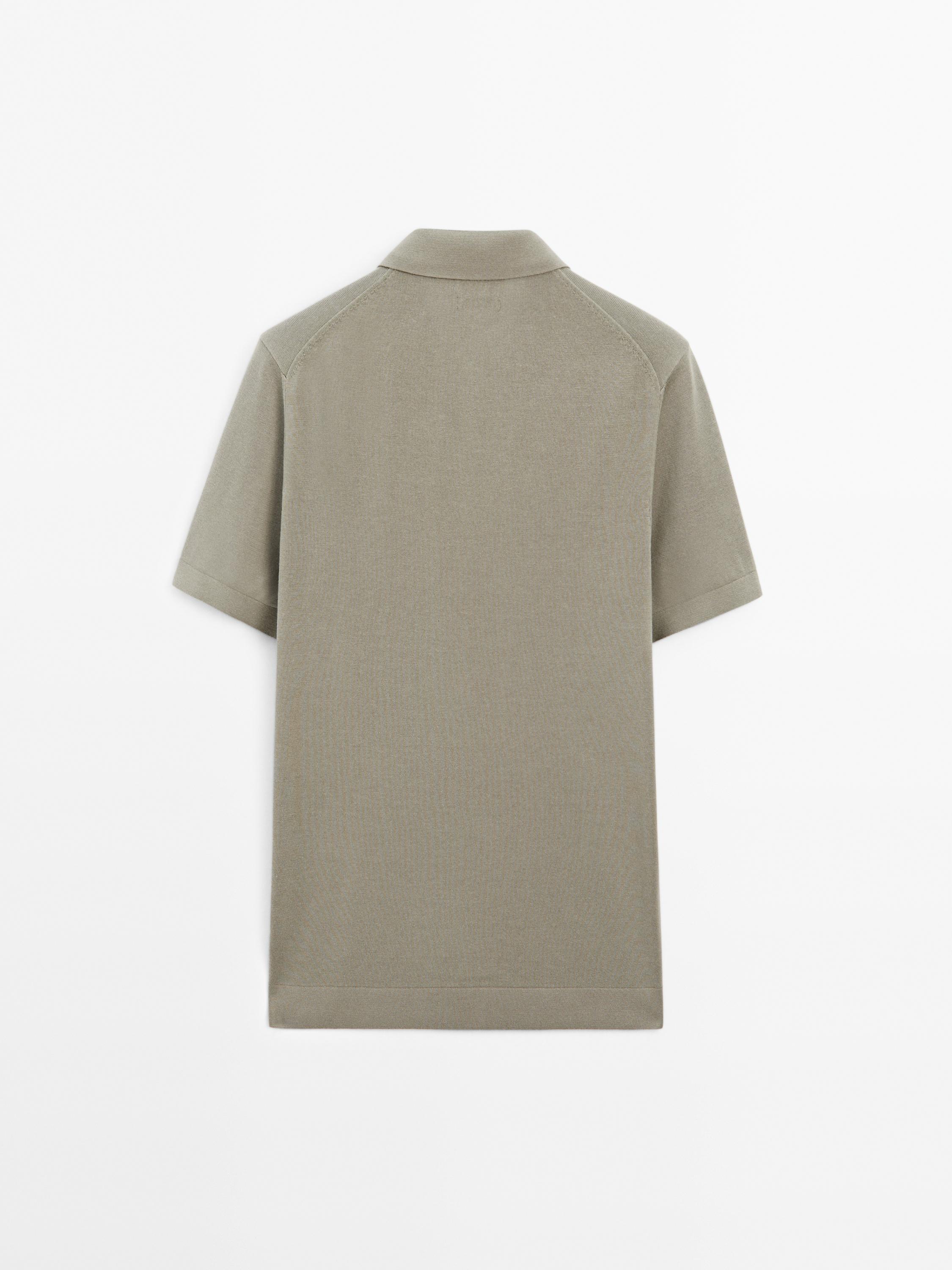 Cotton knit quarter-zip polo shirt