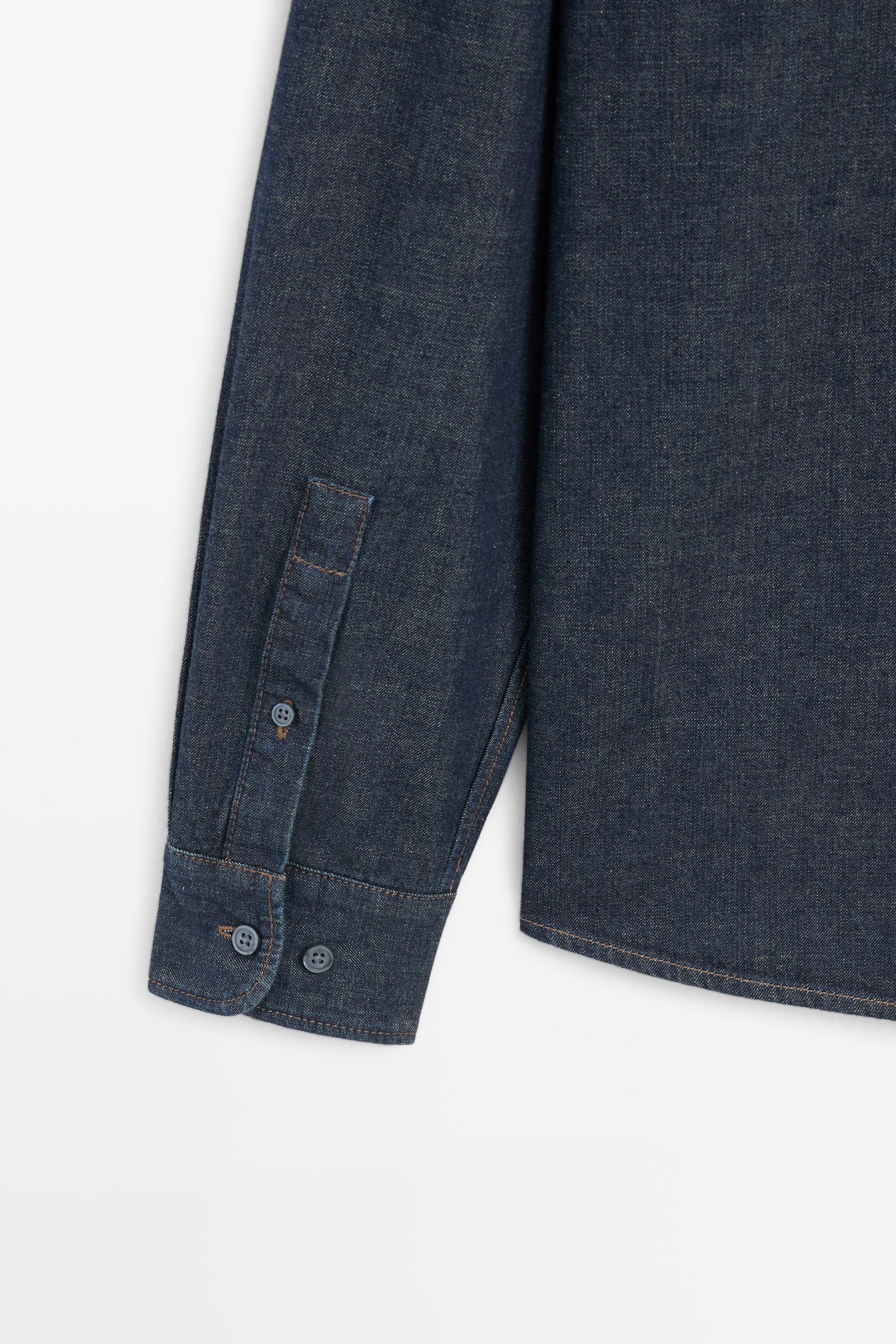 100% Cotton Regular Fit Denim Shirt — BLUE