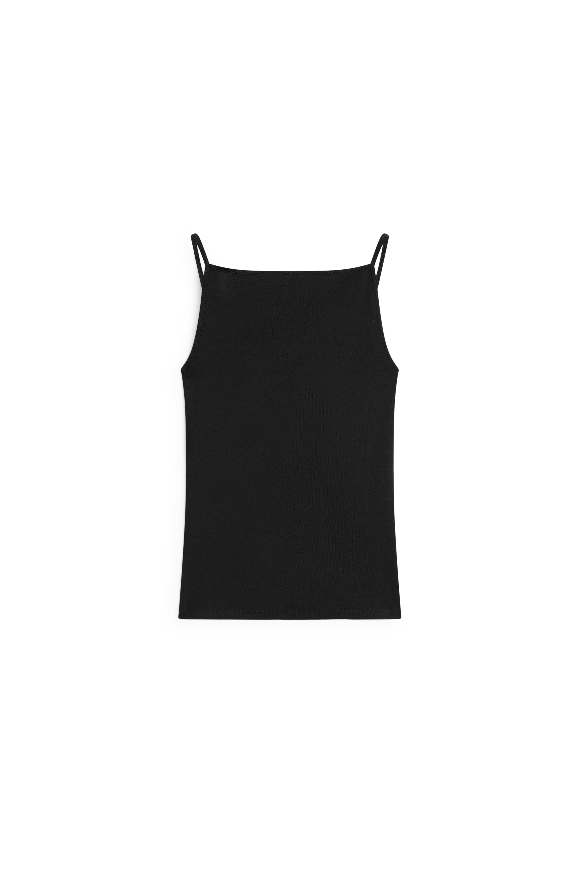 Cotton blend camisole top — BLACK