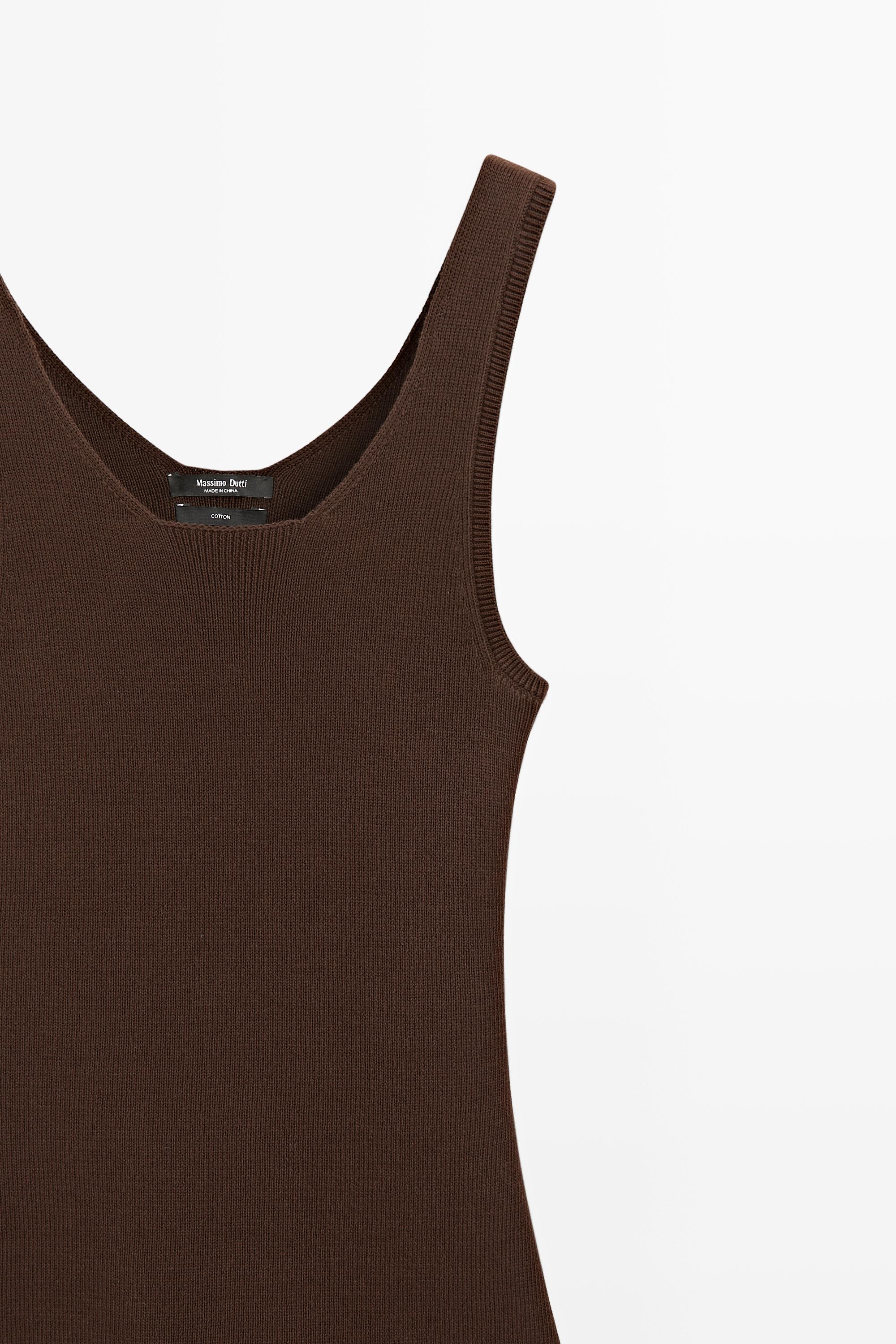 100% cotton ribbed tank top — BROWN