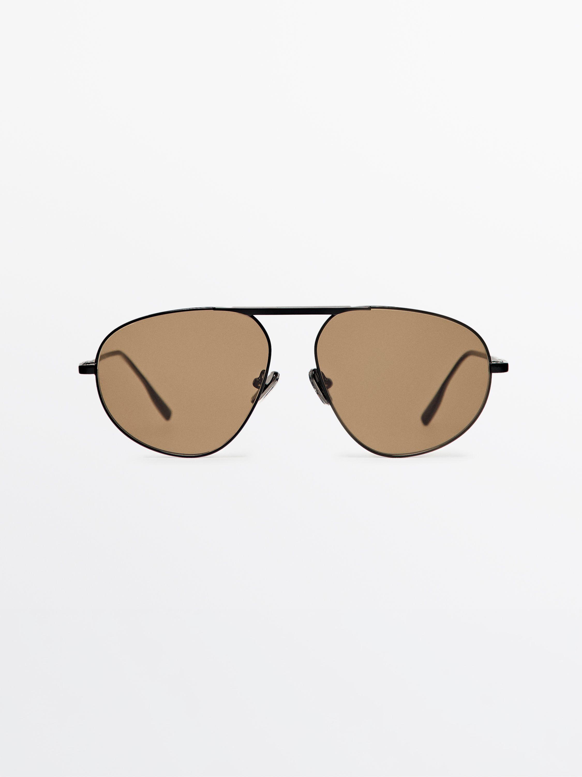 Metal aviator sunglasses — BLACK