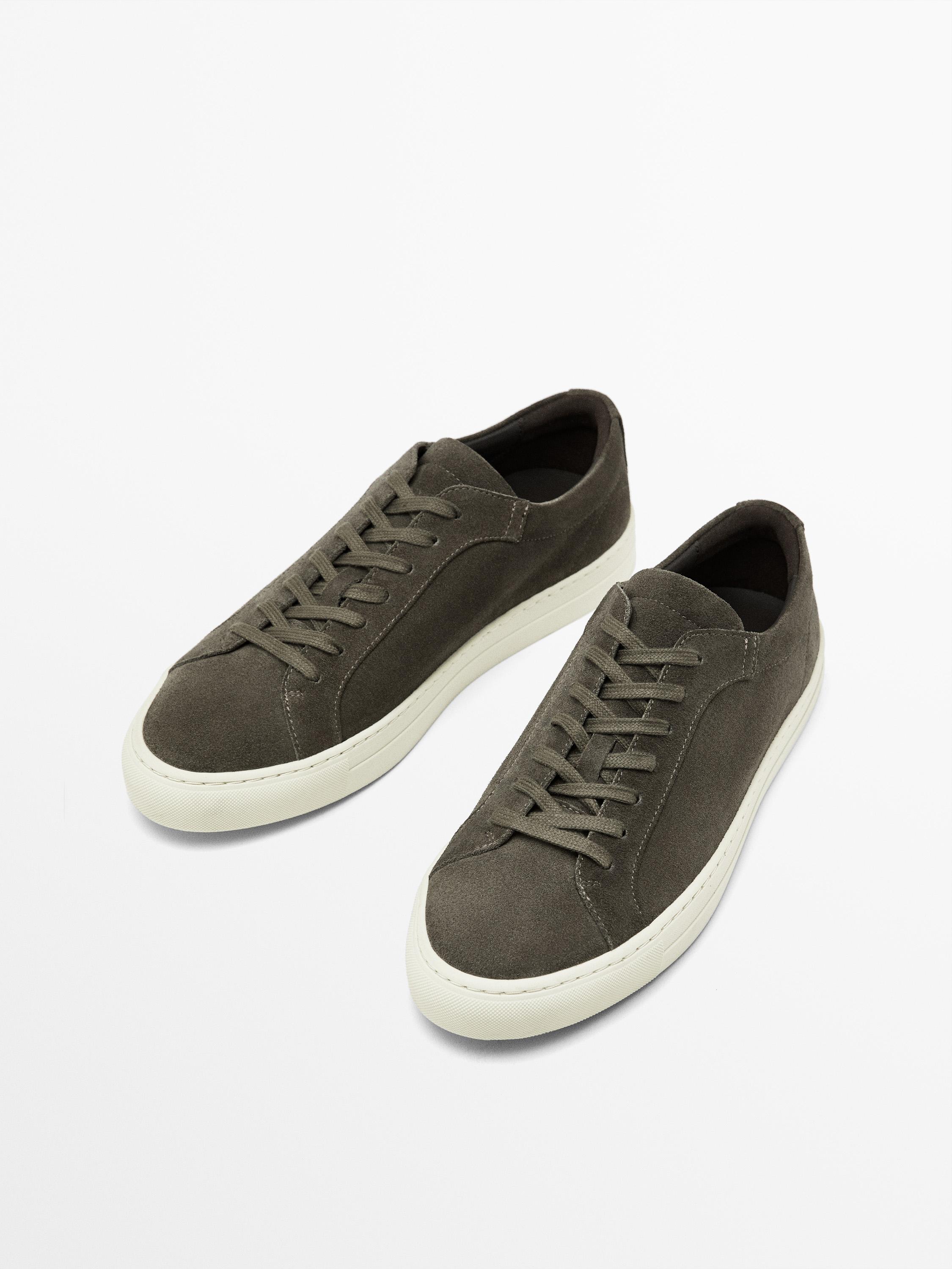 Split suede trainers