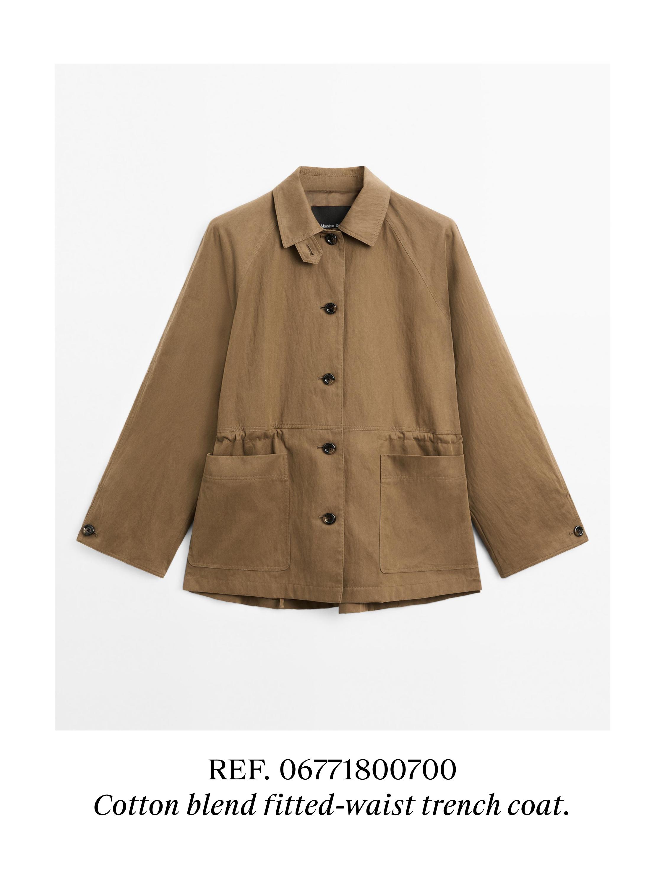 Cotton blend fitted-waist trench coat