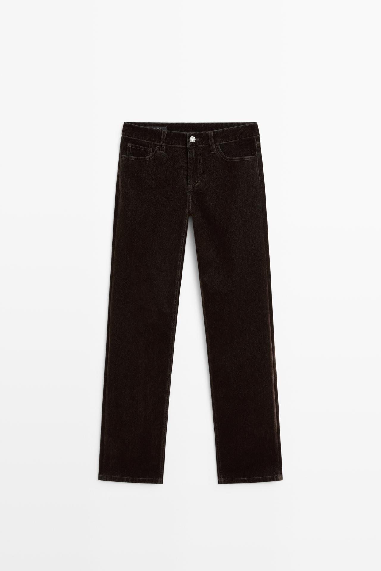 Low-rise straight-leg jeans with flocking finish — MOLE BROWN