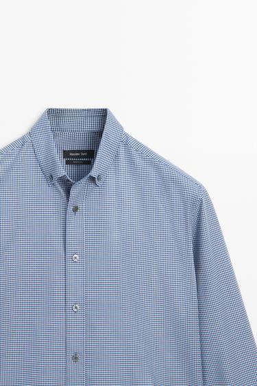 Regular fit micro-check shirt — DEEP BLUE 4