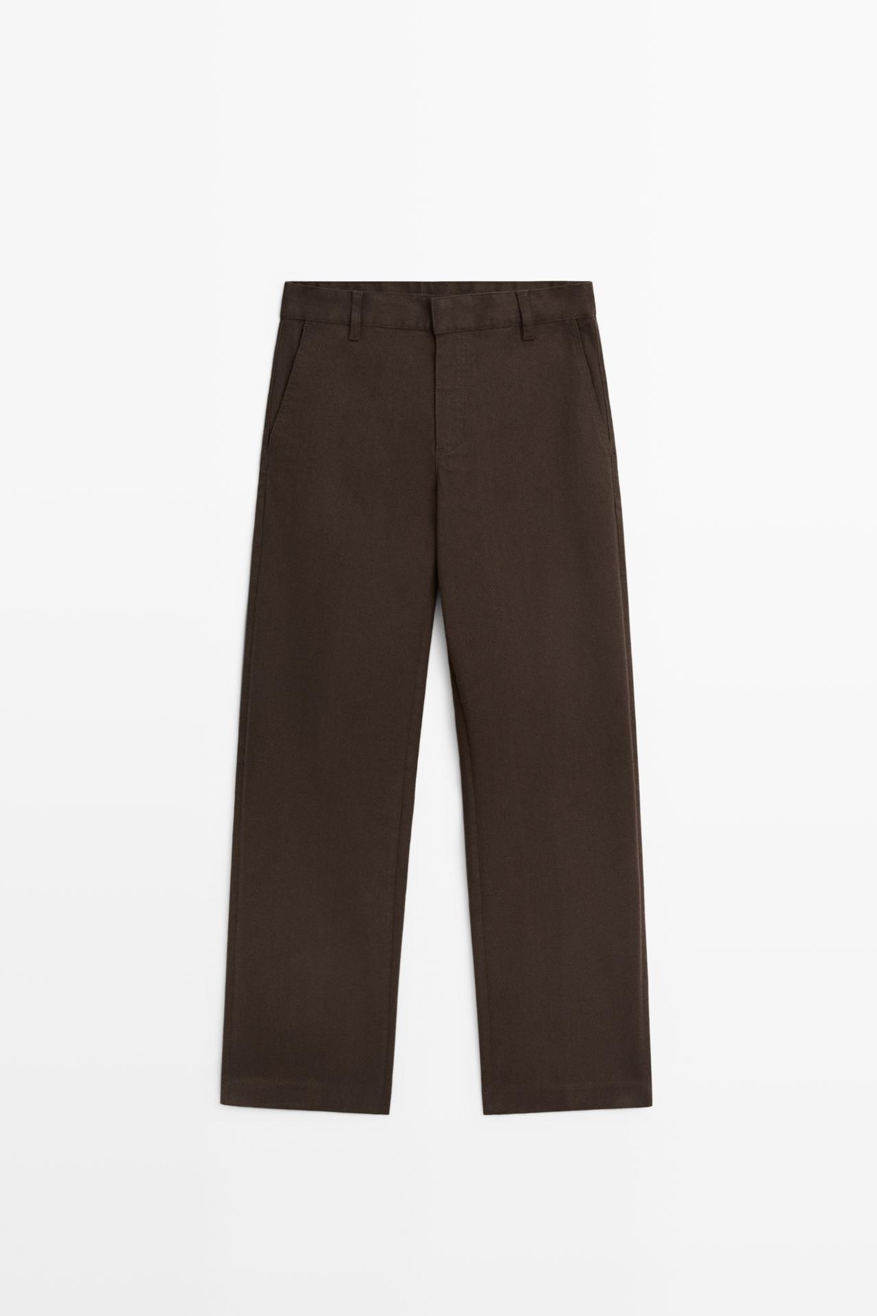 Stretch cotton blend pants — Chocolate