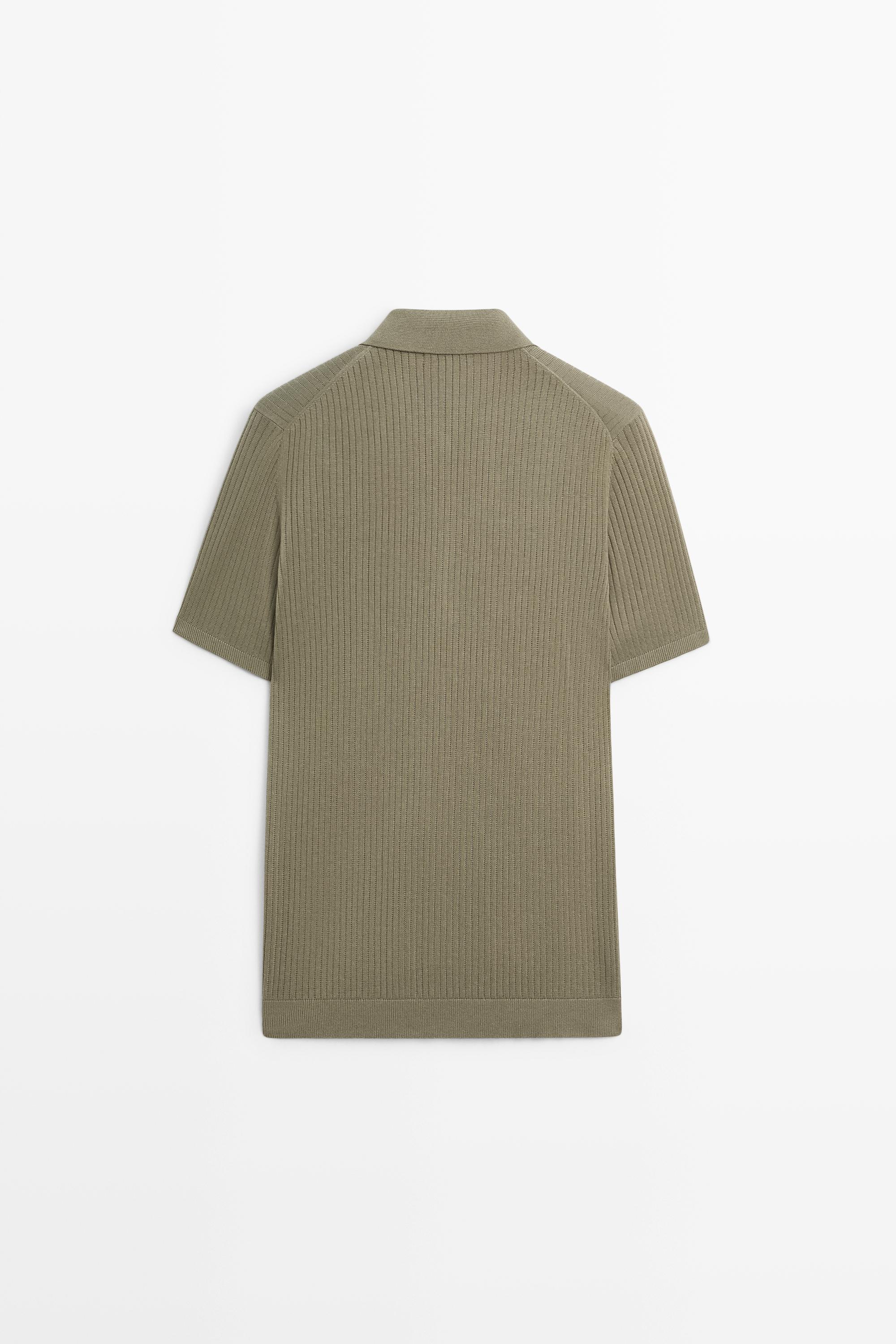 Cotton knit half-zip polo — GREEN