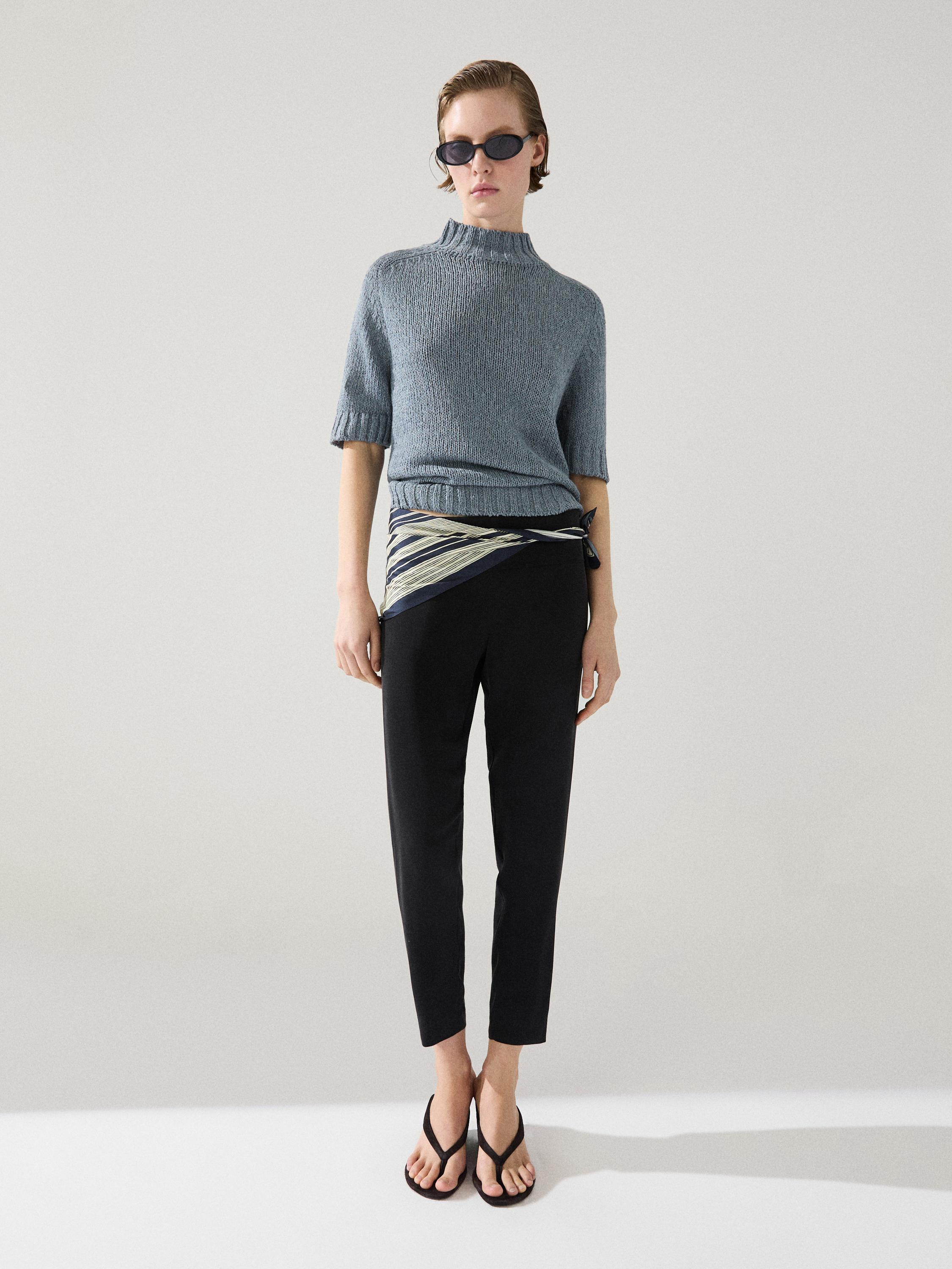 Pull en maille coton mélangé à col montant