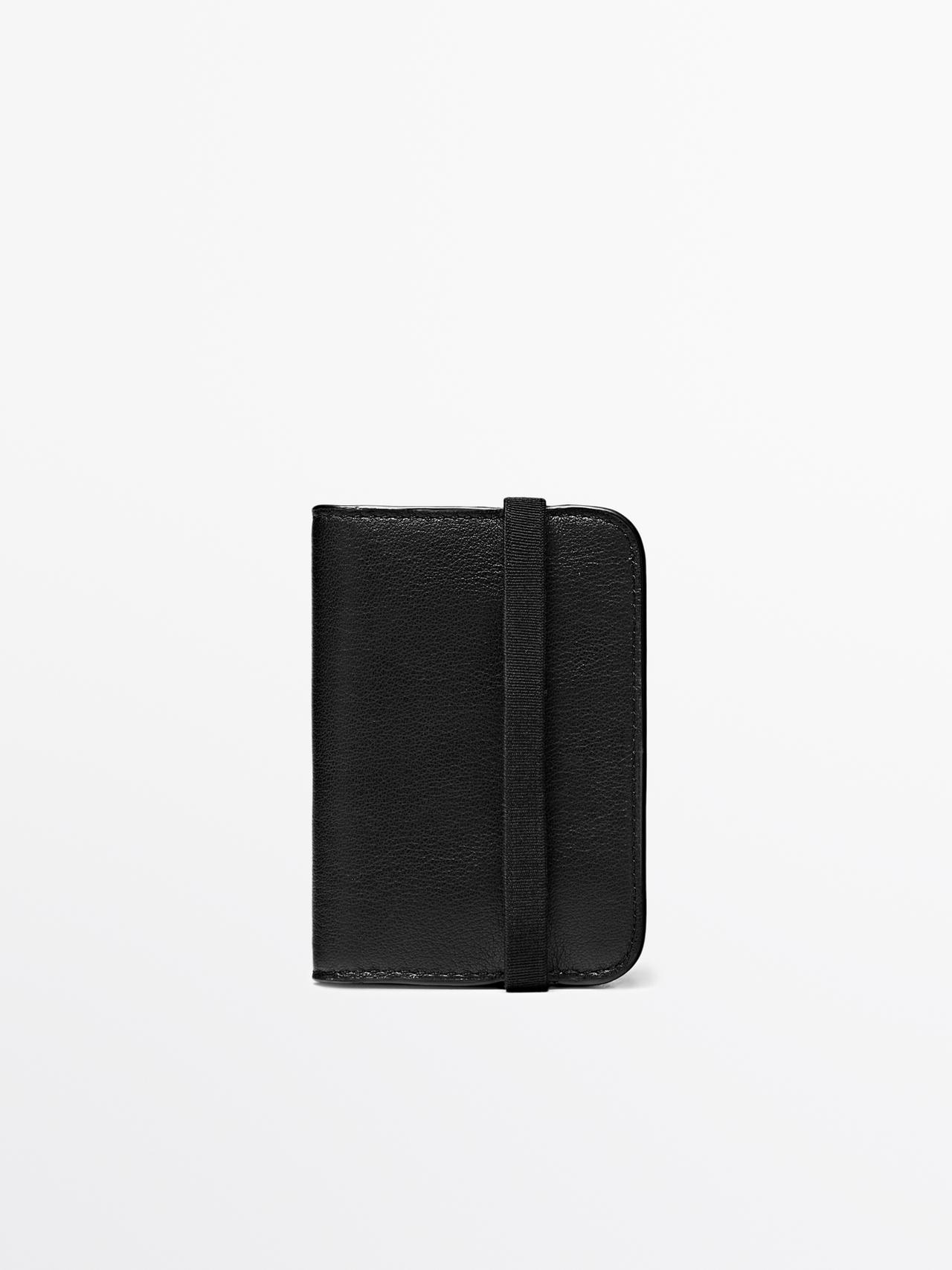Porte-Cartes À Rabat En Cuir Nappa - Noir - 01 - Massimo Dutti - Homme