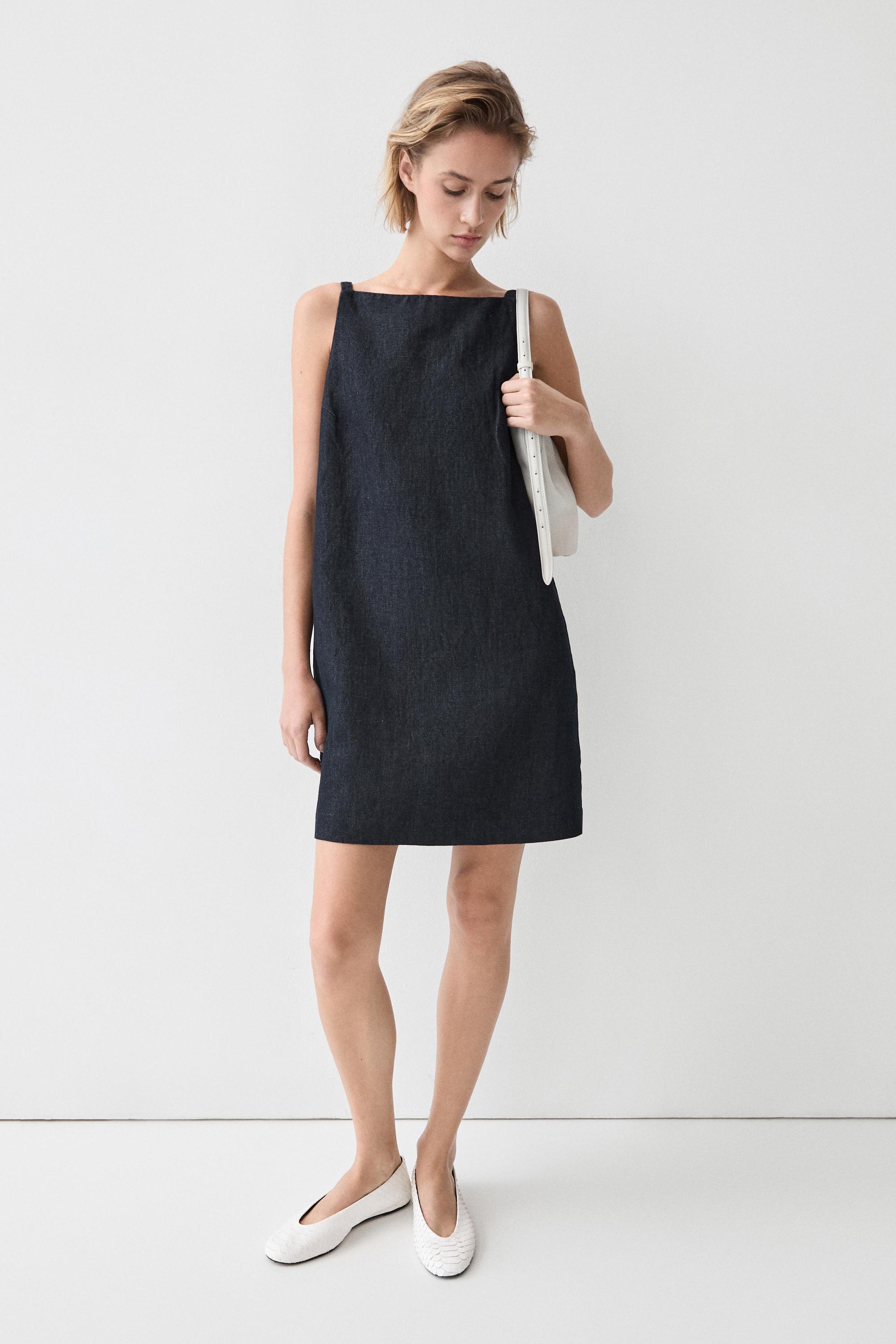 Denim mini dress — DARK BLUE
