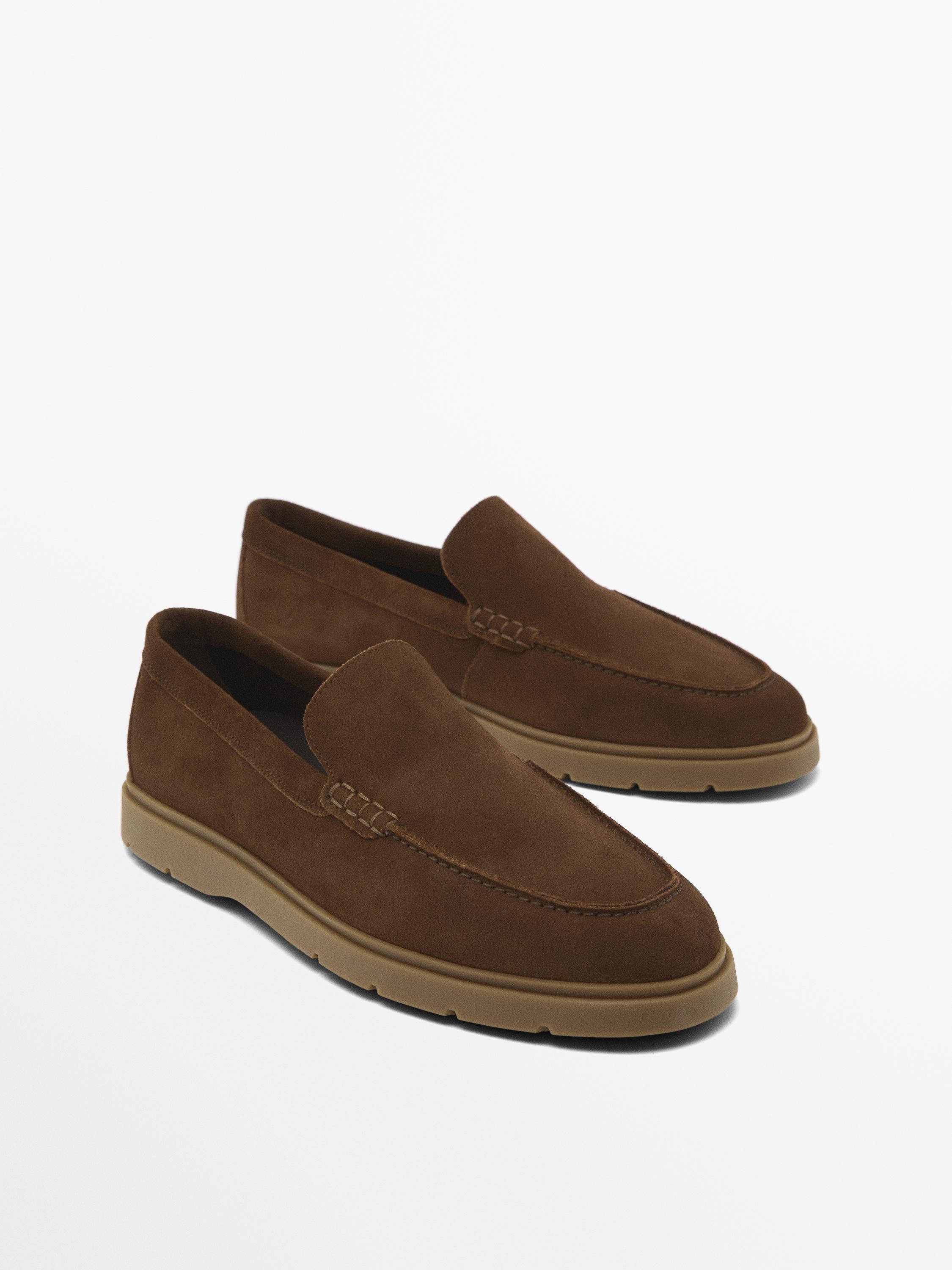 Split suede leather loafers