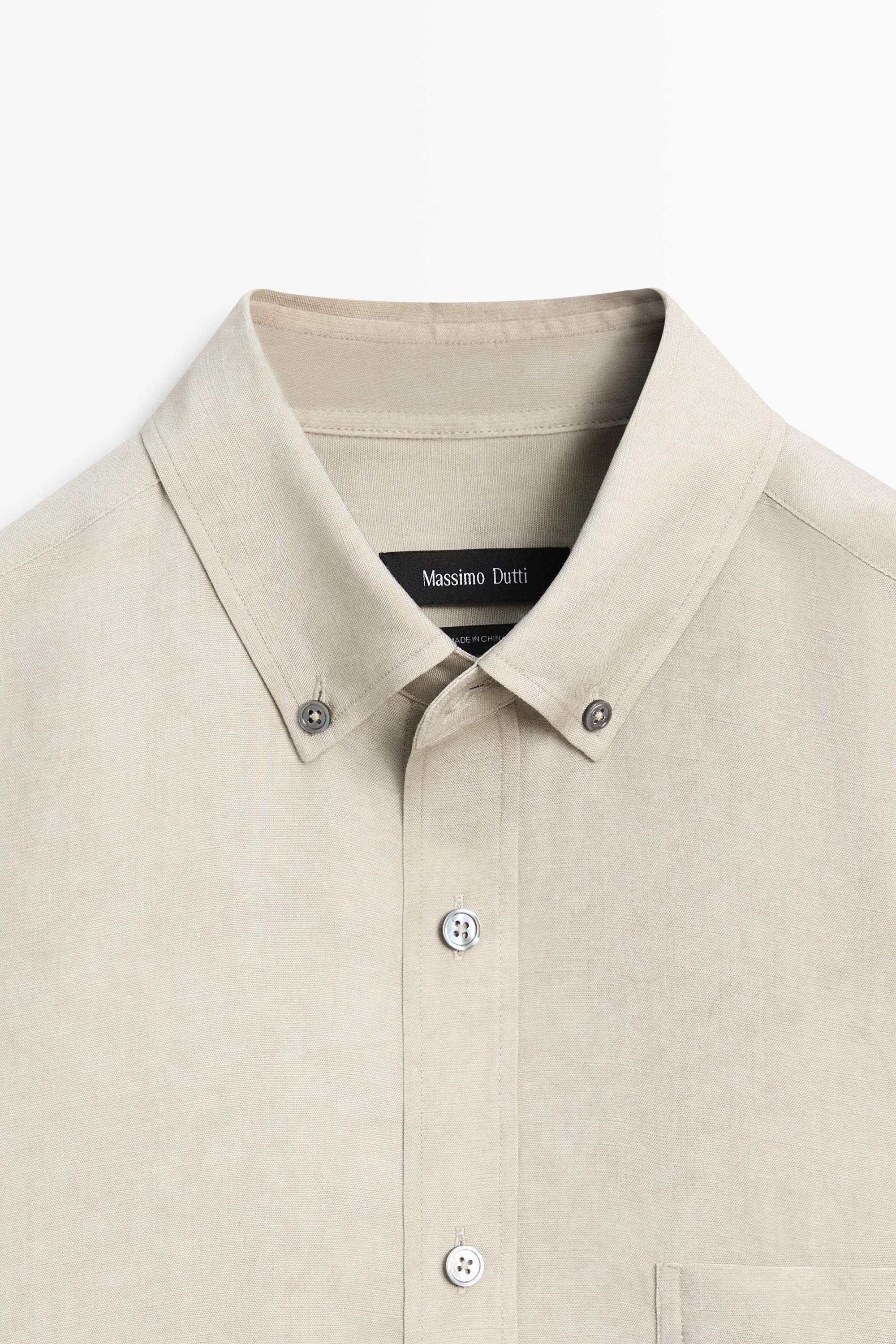 Flowing regular fit lyocell-linen shirt — GREEN