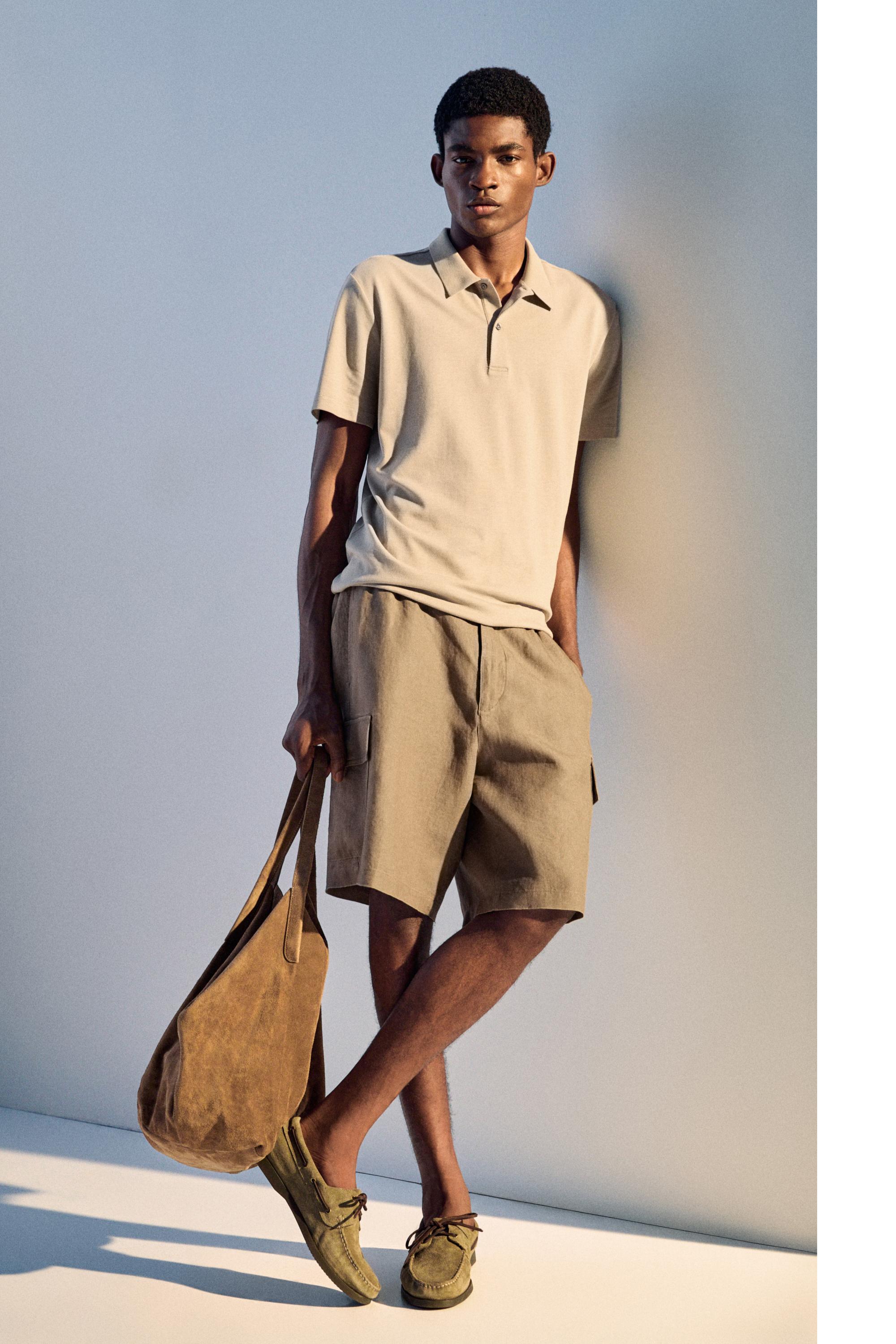 100% cotton structured polo shirt — STONE