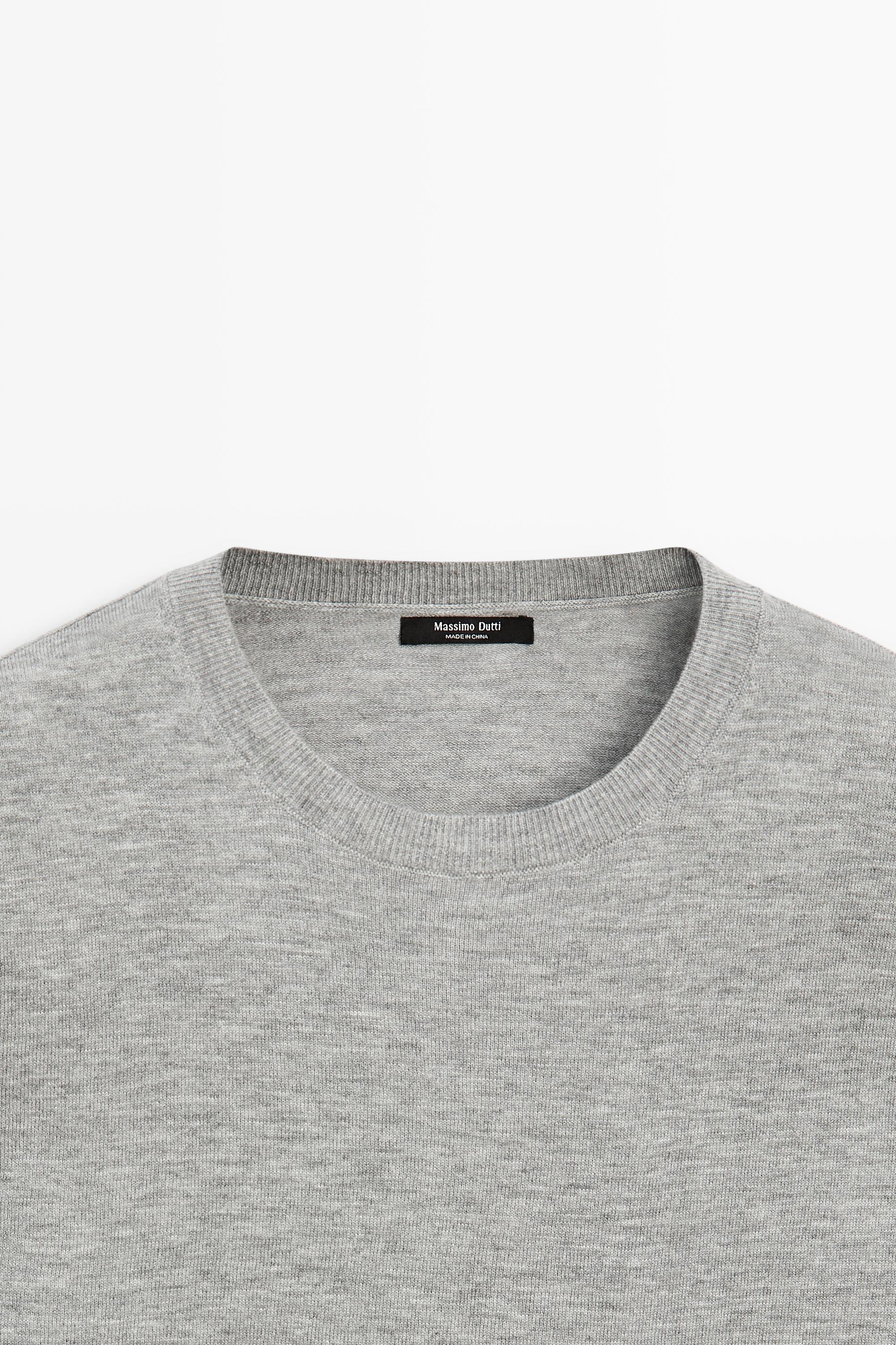Round neck knit sweater — GREY MARL