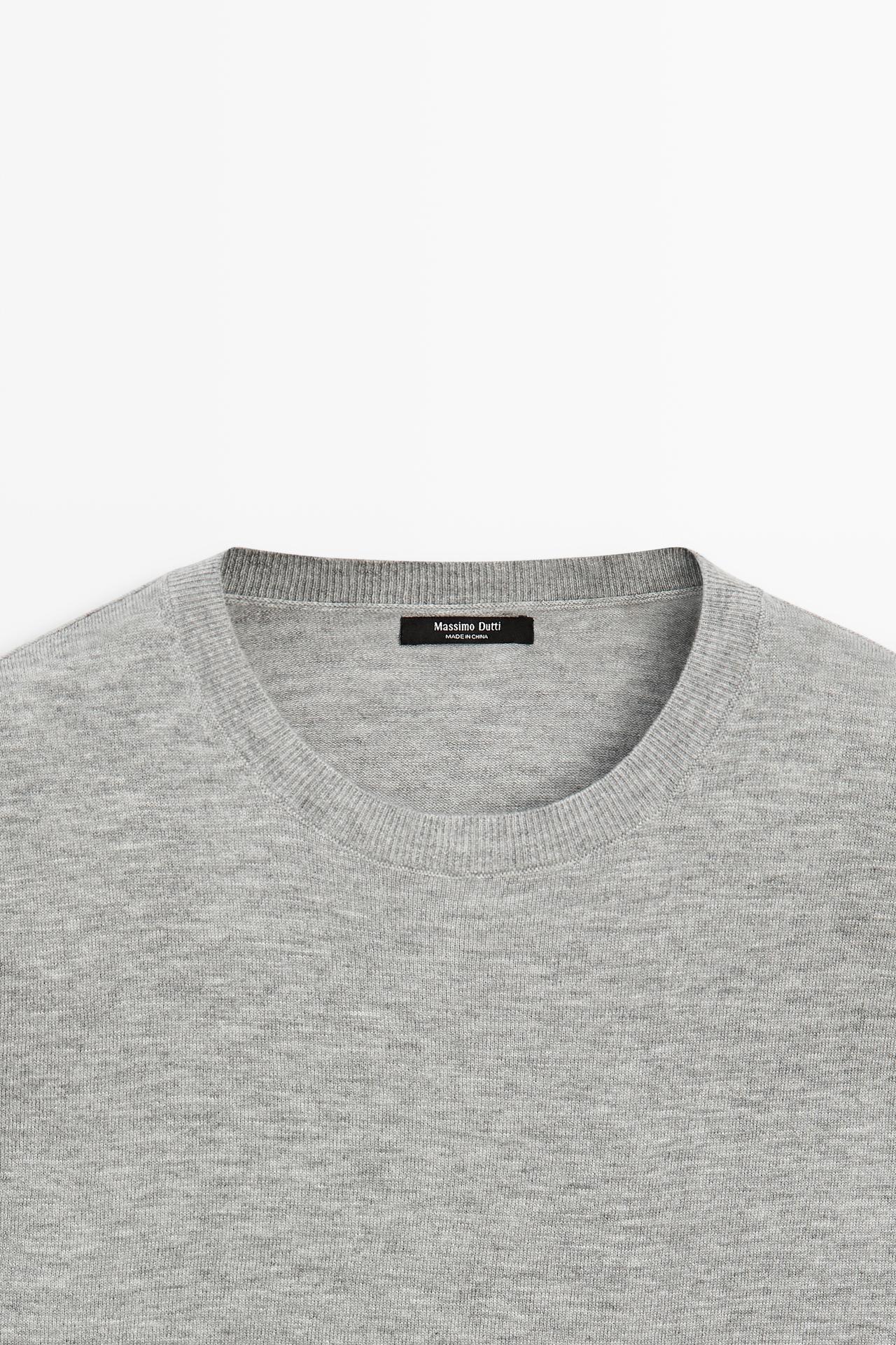 Round neck knit sweater — GREY MARL