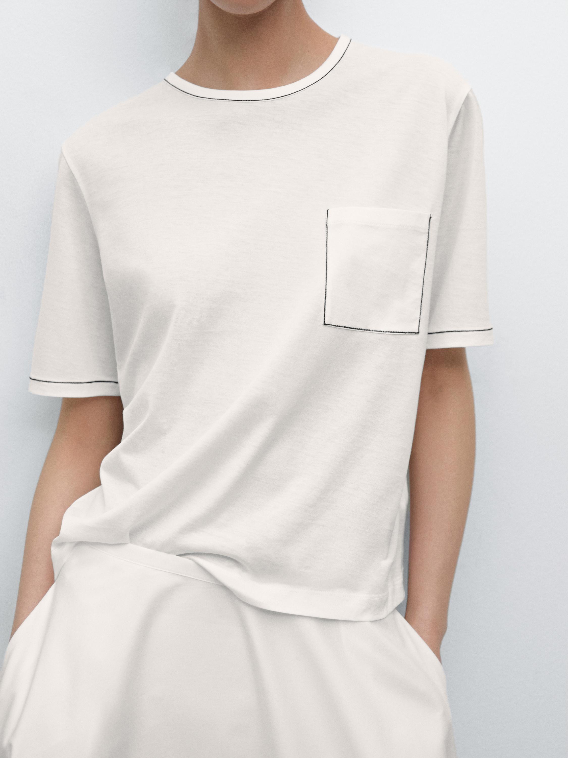 Contrast short sleeve cotton T-shirt