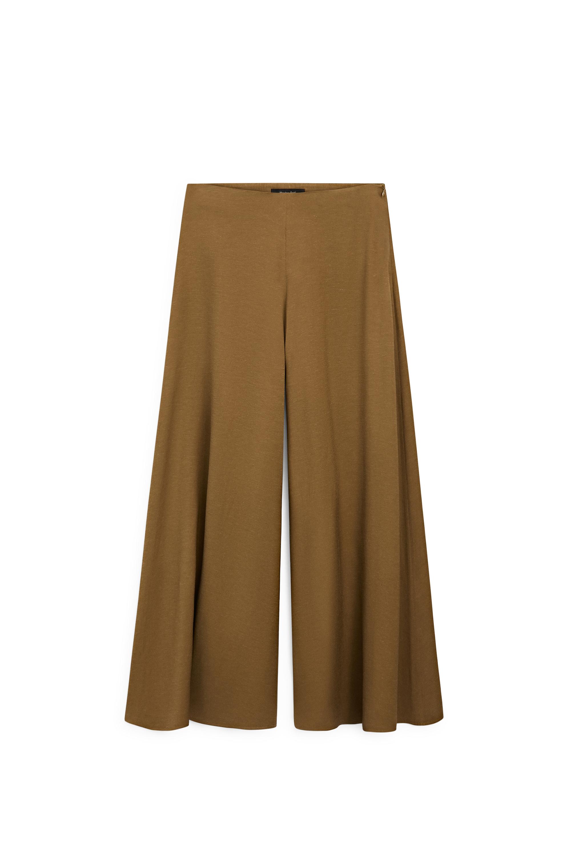 Flowing fabric wide-leg trousers — MOSS GREEN