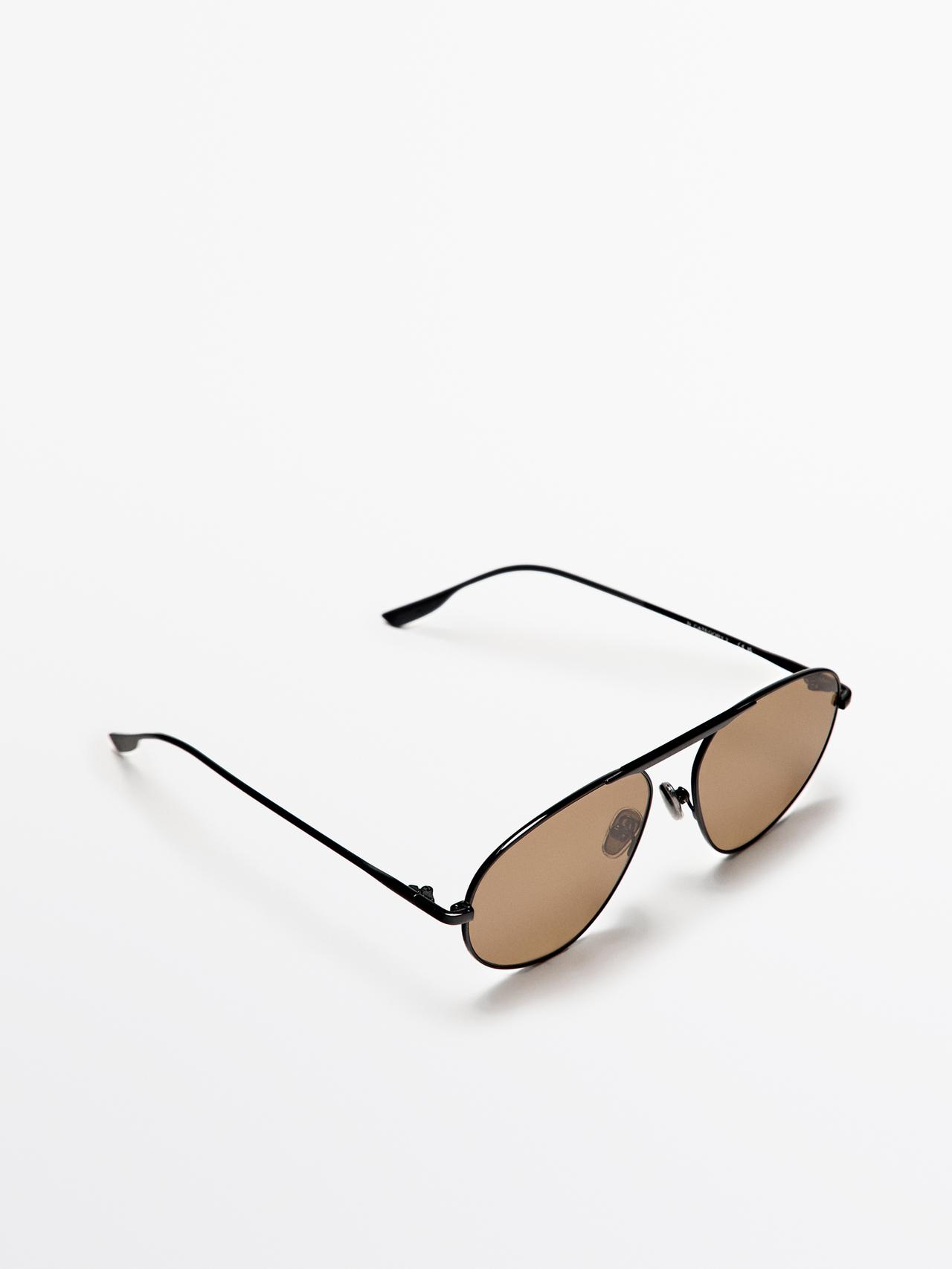 Metal aviator sunglasses — BLACK