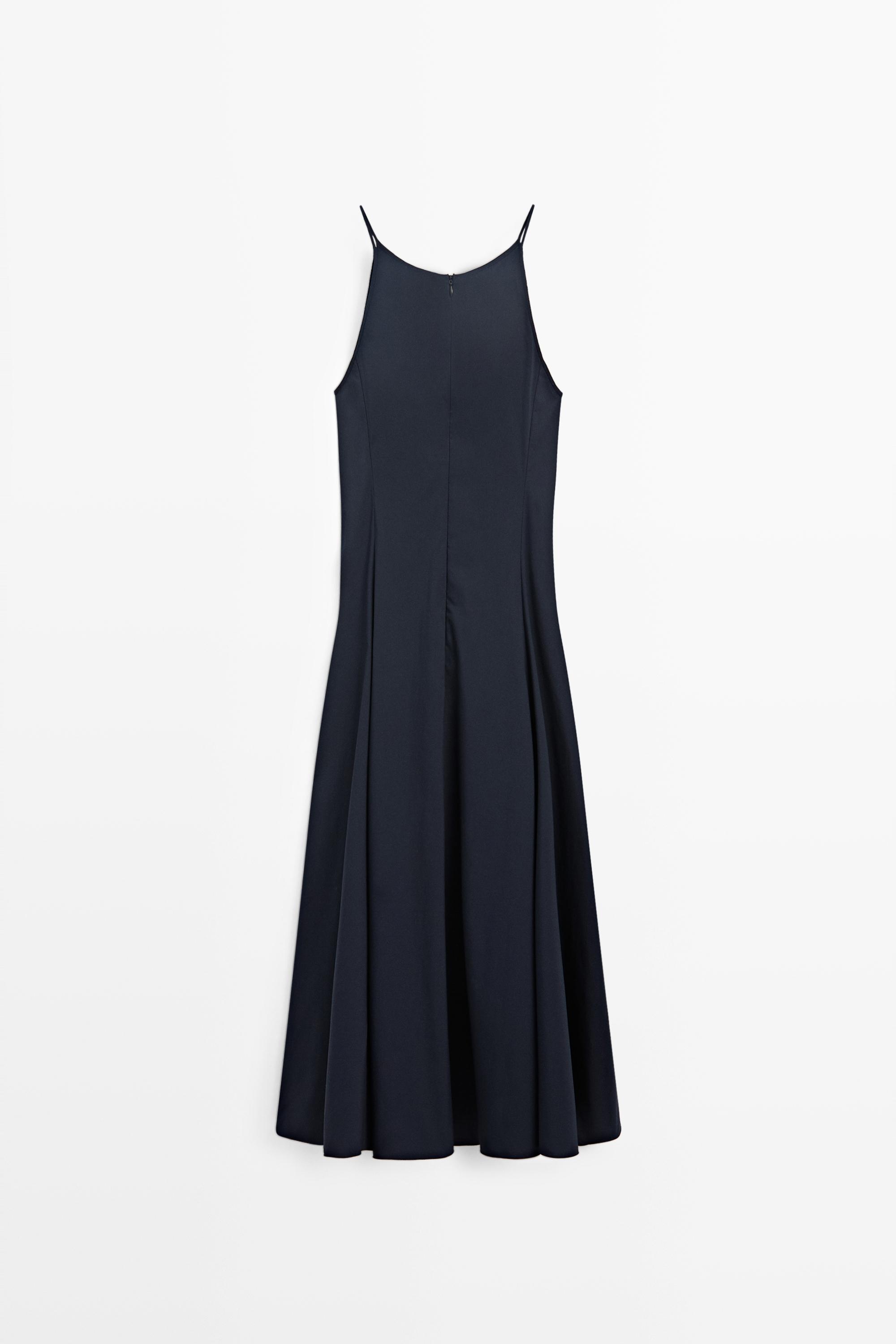 Poplin dress with thin straps — BLUE