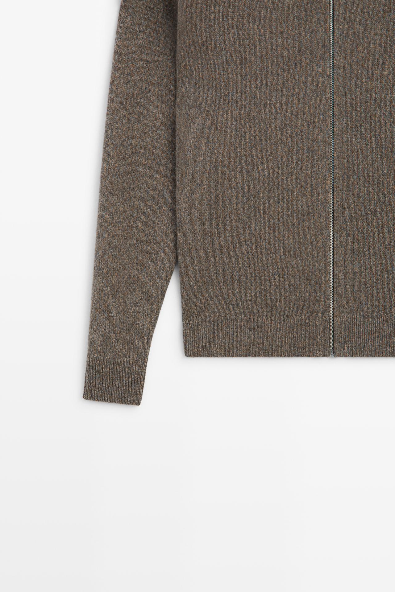 100% wool knit zip-up cardigan — MINK