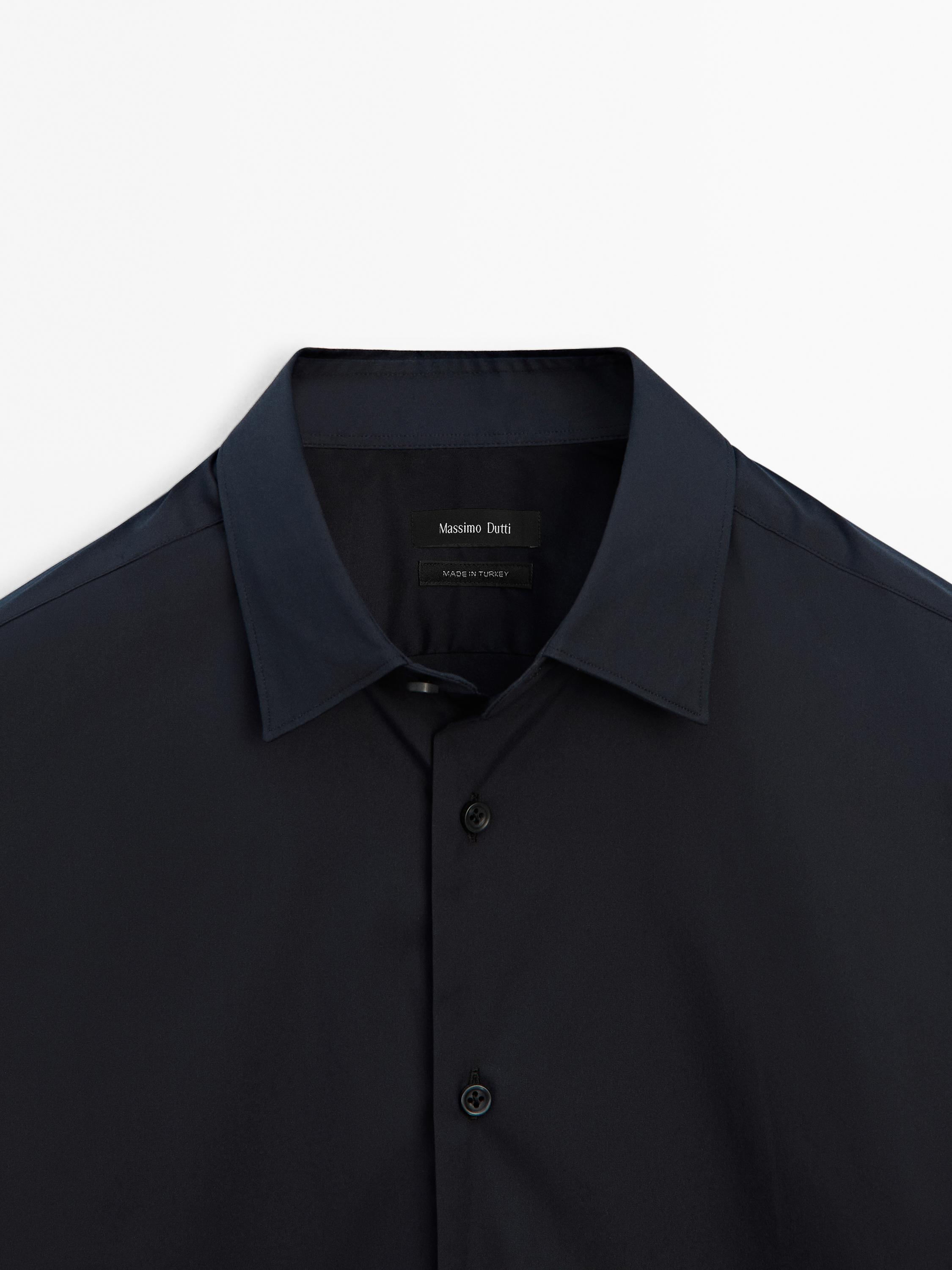 Slim fit stretch shirt — NAVY BLUE