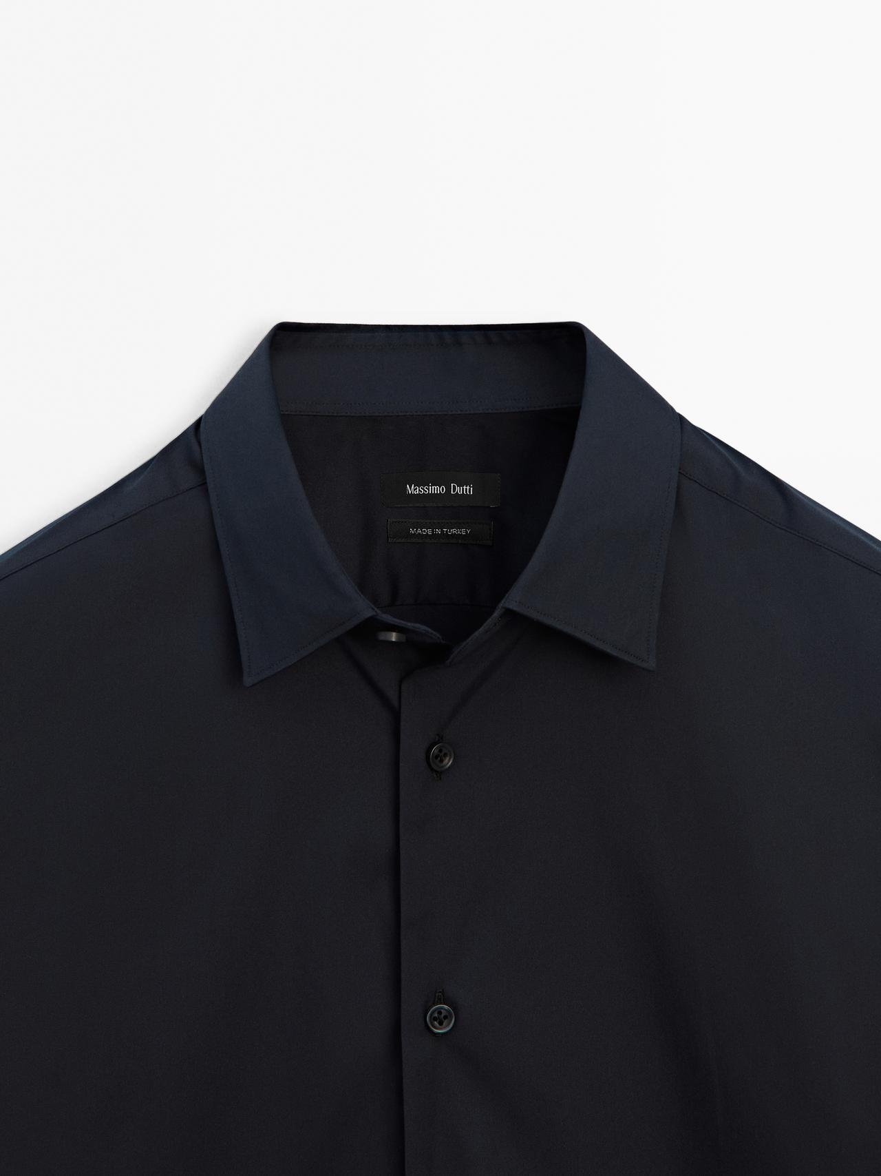 Slim fit stretch shirt — NAVY BLUE