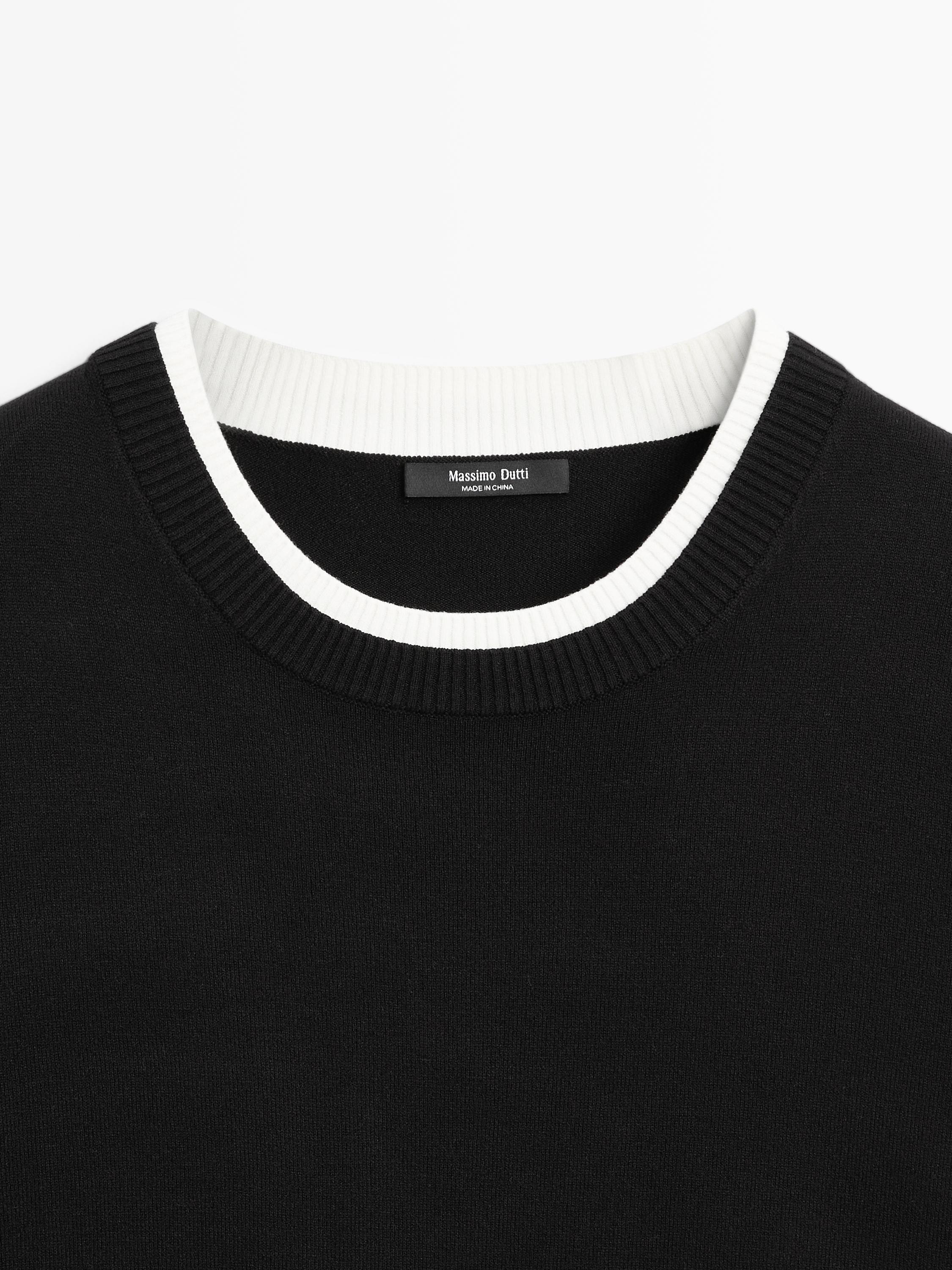Doppellagiges Strickshirt mit kurzen Ärmeln