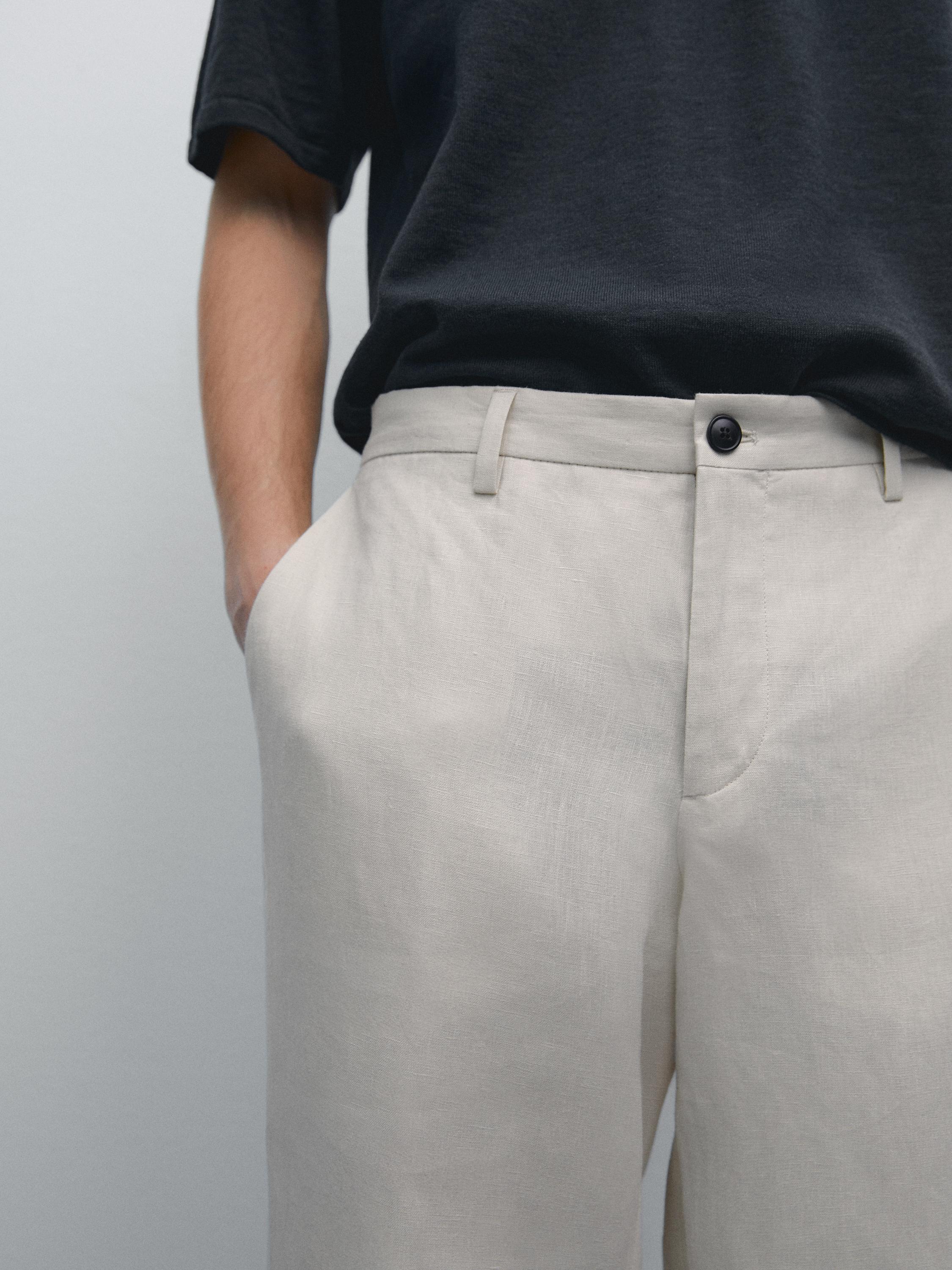 Pantalón regular fit 100% lino