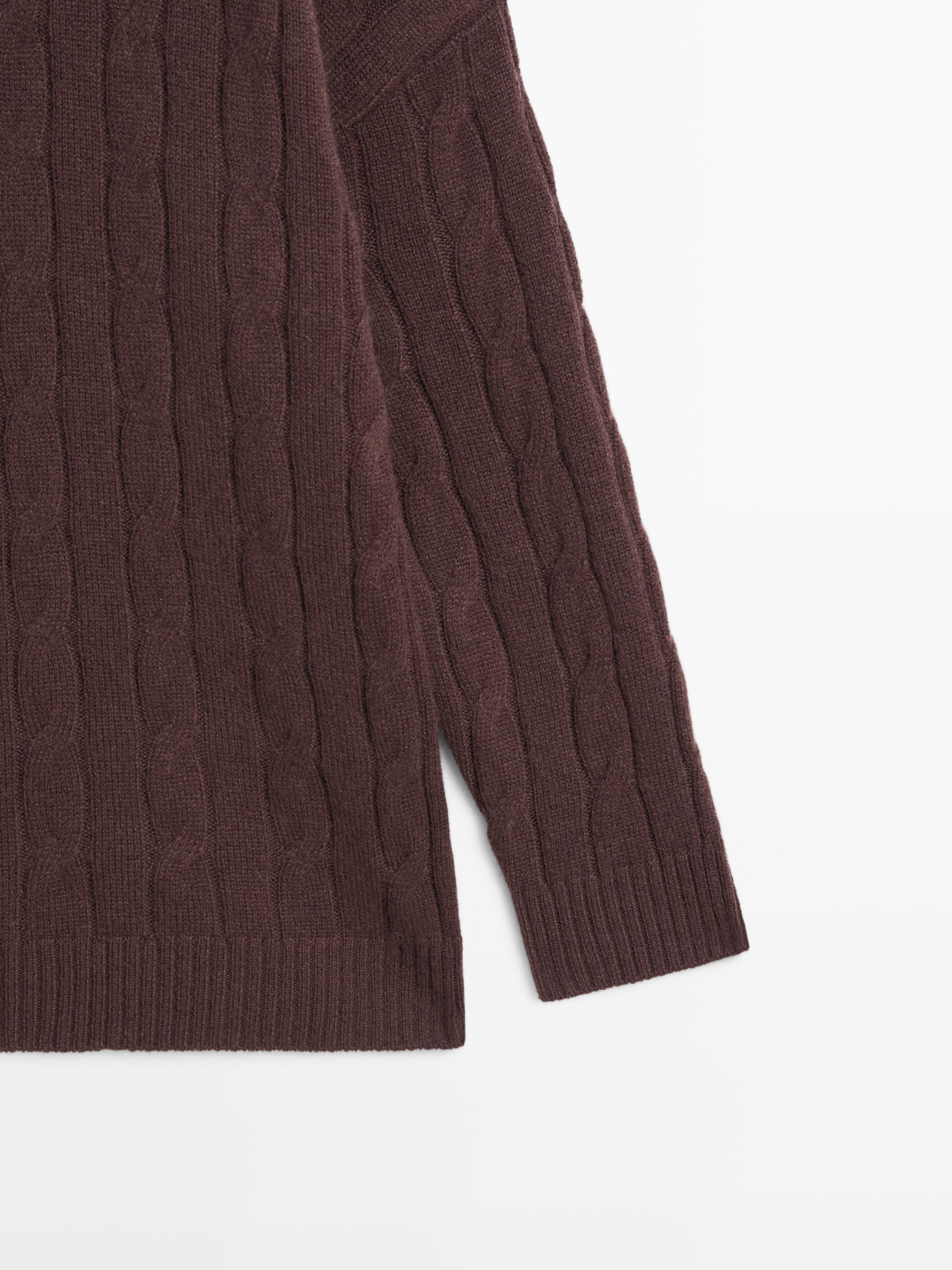 100% cashmere cable-knit sweater — MAROON
