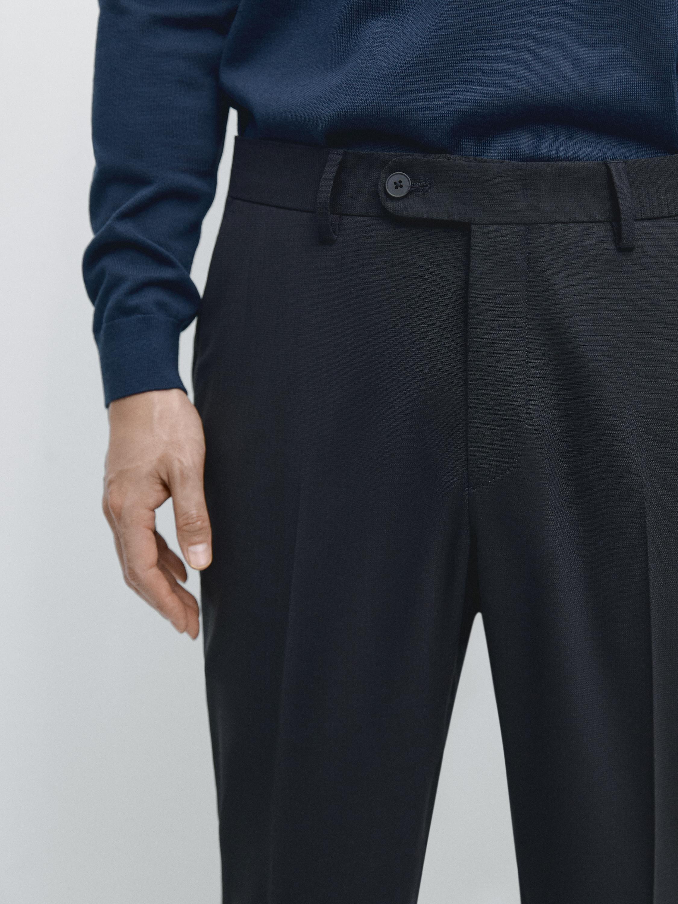 Cool wool blend suit trousers — NAVY BLUE