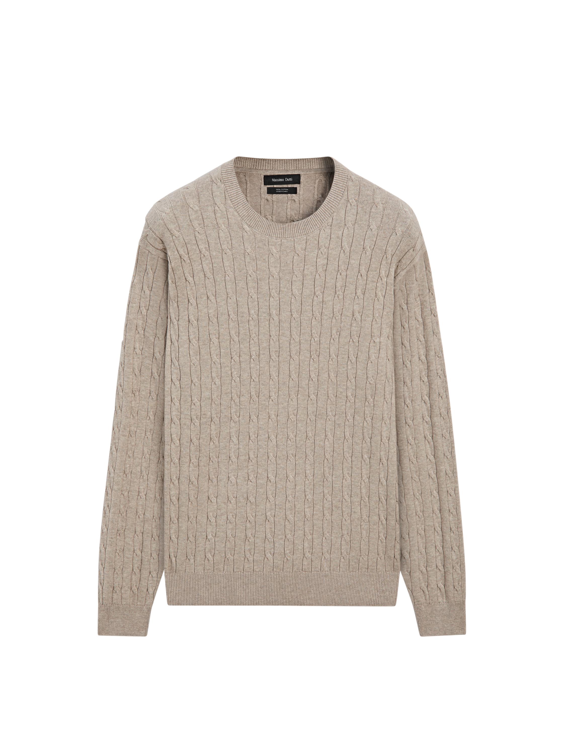 100% cotton cable-knit sweater — MINK