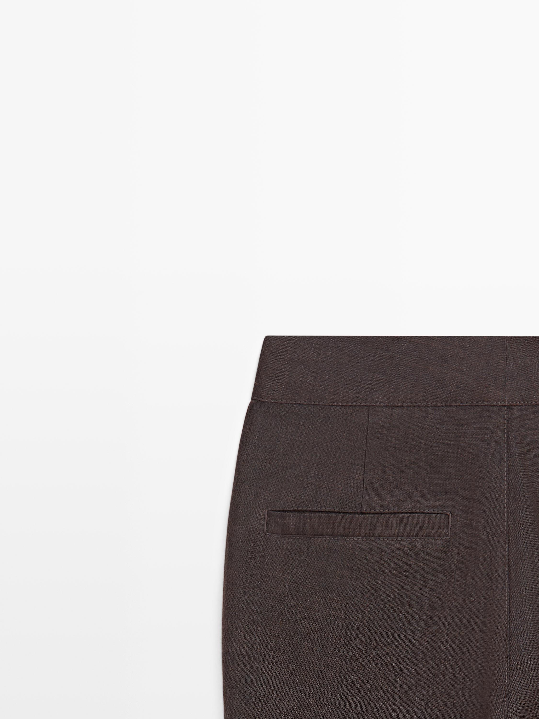 100% linen kick flare trousers — VIOLET